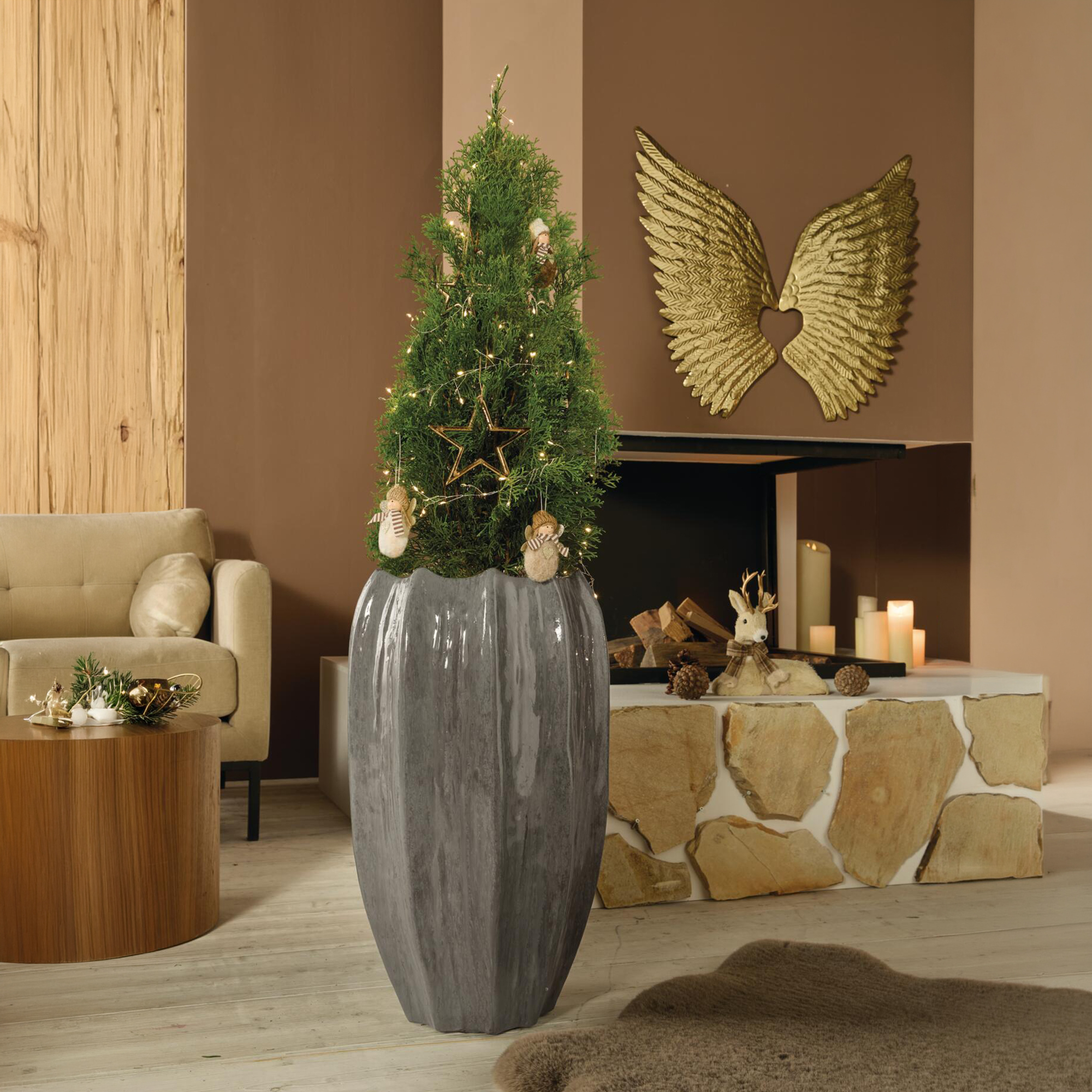 Acheter Cache-pot « Almond Beige » dans la boutique en ligne de Frank Flechtwaren pour Jardinières