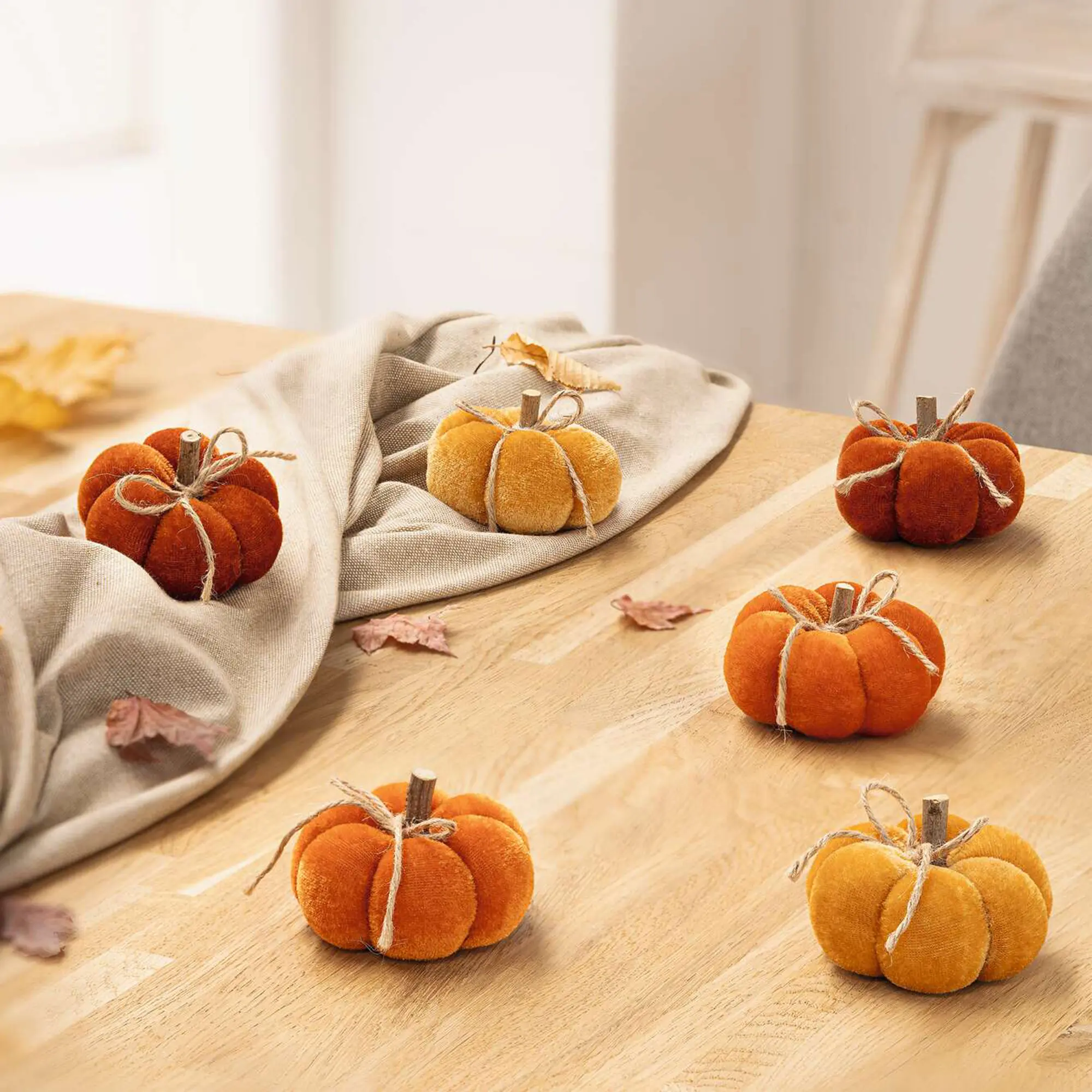 Acheter Lot de 6 citrouilles "couleurs d'automne"  dans la boutique en ligne de Frank Flechtwaren
