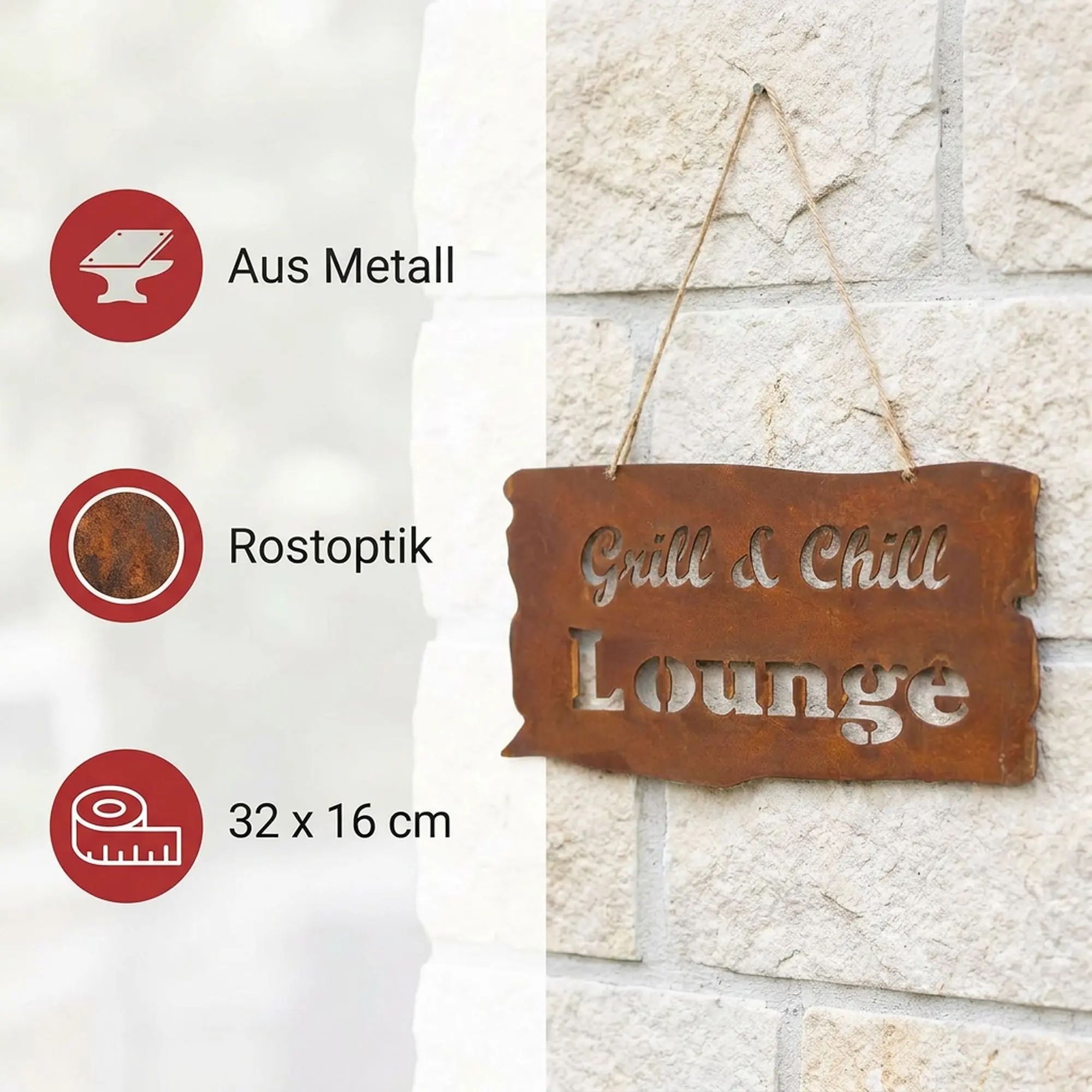 Acheter Panneau "Grill &amp; Chill Lounge"  dans la boutique en ligne de Frank Flechtwaren pour Barbecue &amp; détente