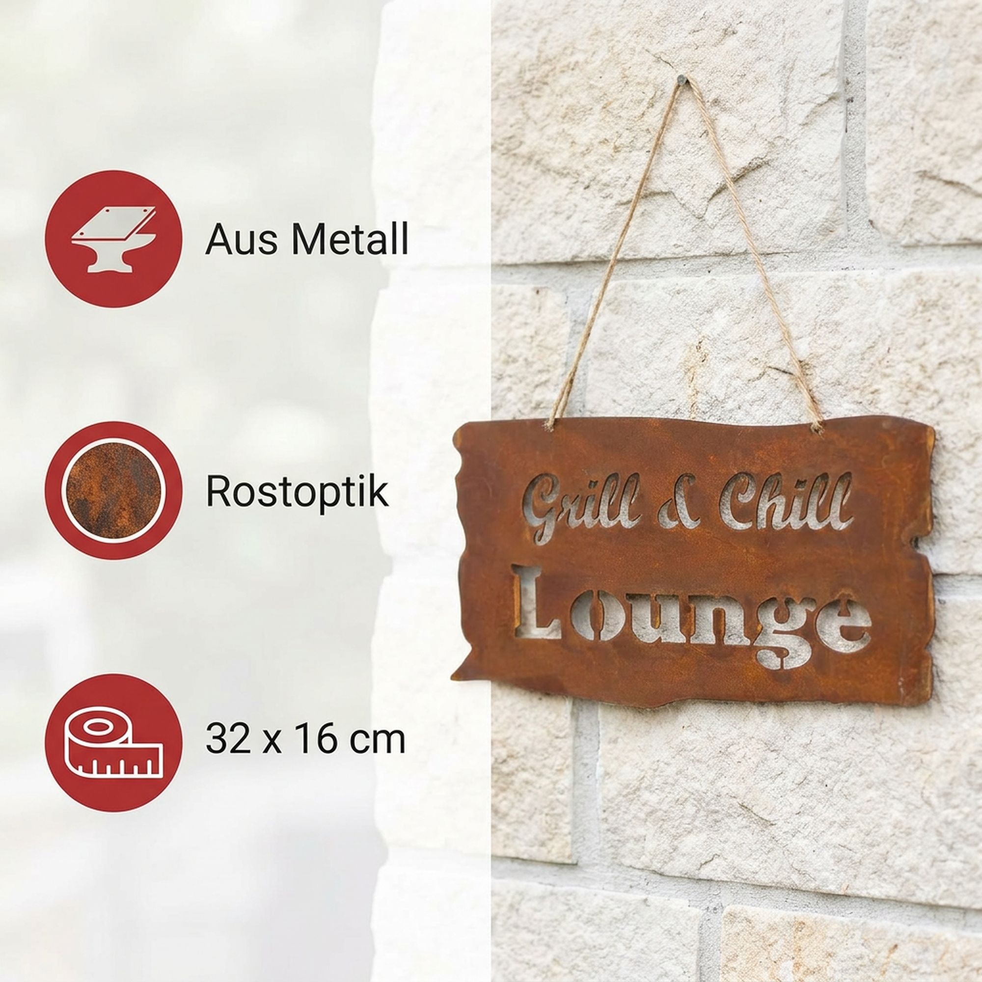 Acheter Panneau "Grill &amp; Chill Lounge"  dans la boutique en ligne de Frank Flechtwaren pour Barbecue &amp; détente