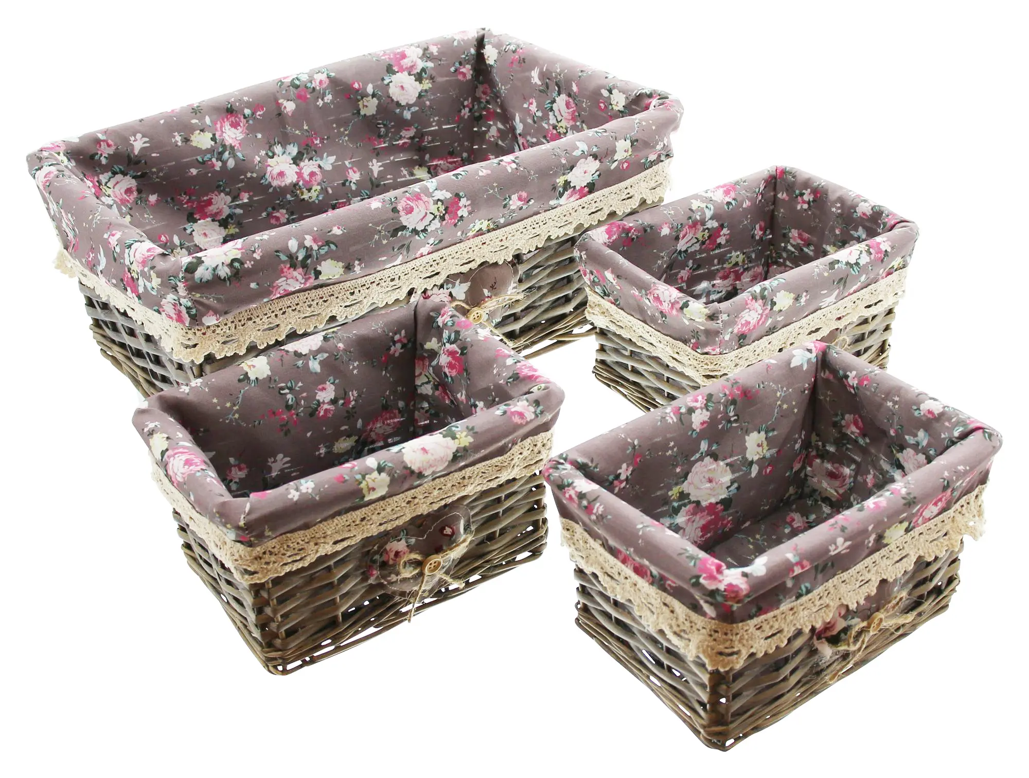 Acheter Lot de 4 corbeilles "roses"  dans la boutique en ligne de Frank Flechtwaren pour Paniers de remplissage &amp; universels