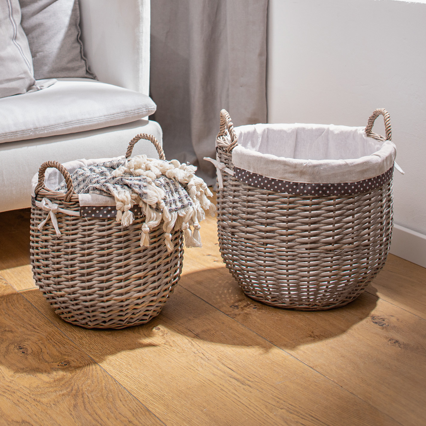 Acheter Lot de 2 paniers "petits pois"  dans la boutique en ligne de Frank Flechtwaren