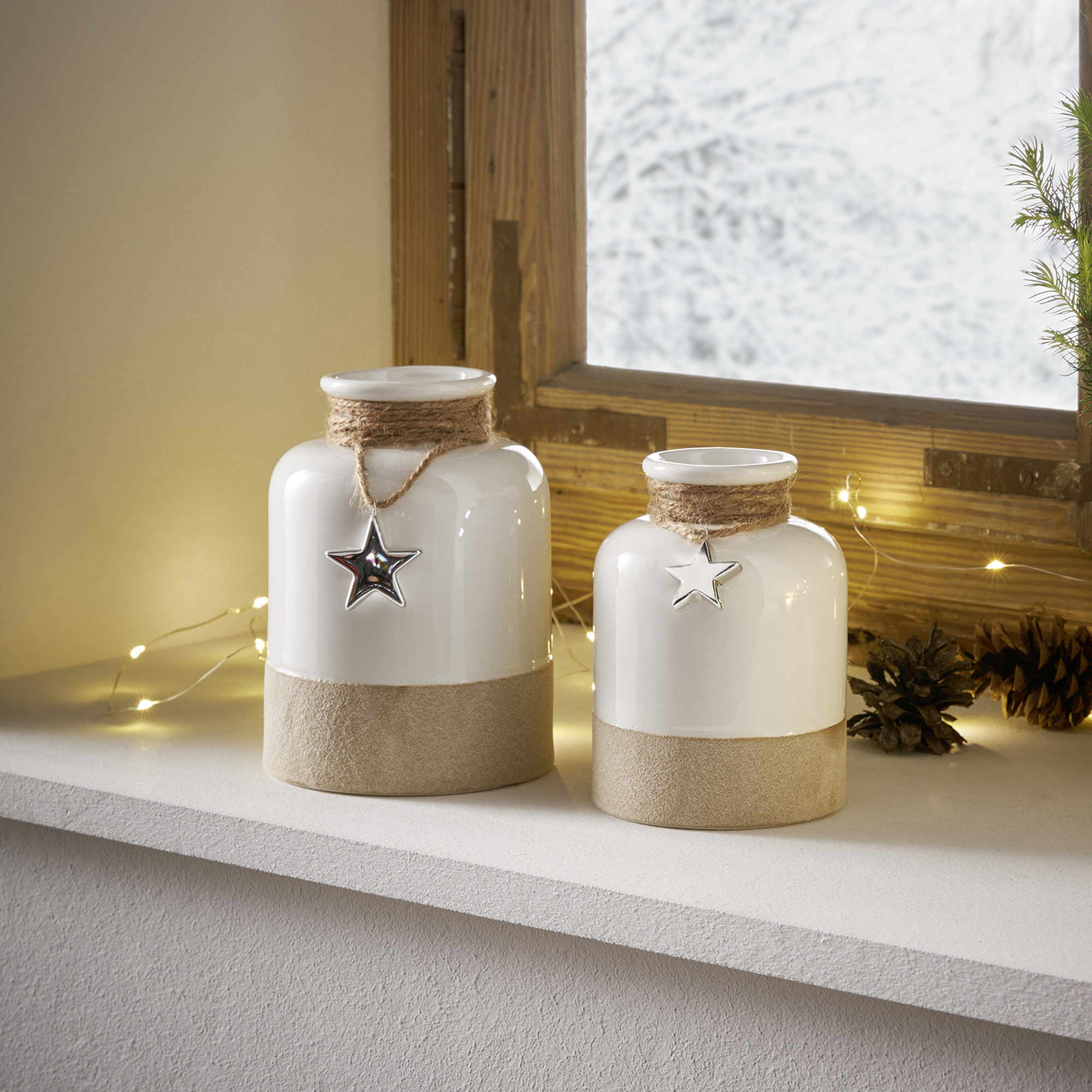 Acheter Lot de 2 vases décoratifs "étoile argentée"  dans la boutique en ligne de Frank Flechtwaren