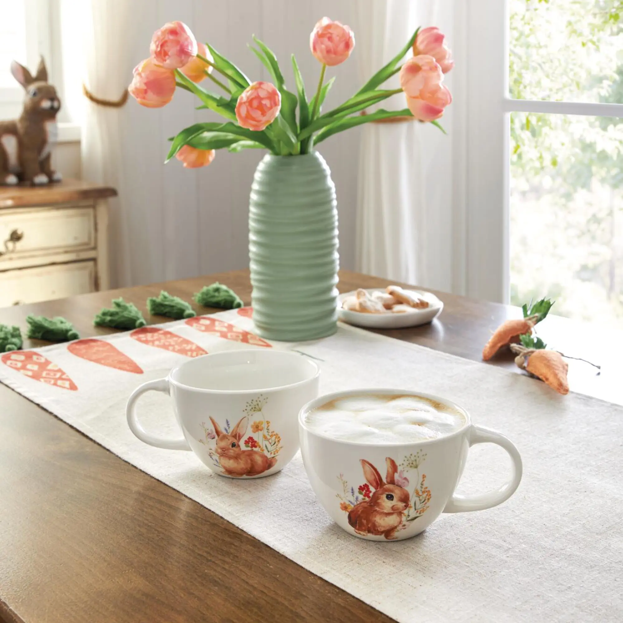 Acheter Lot de 2 tasses jumbos "lapin fleuri"  dans la boutique en ligne de Frank Flechtwaren