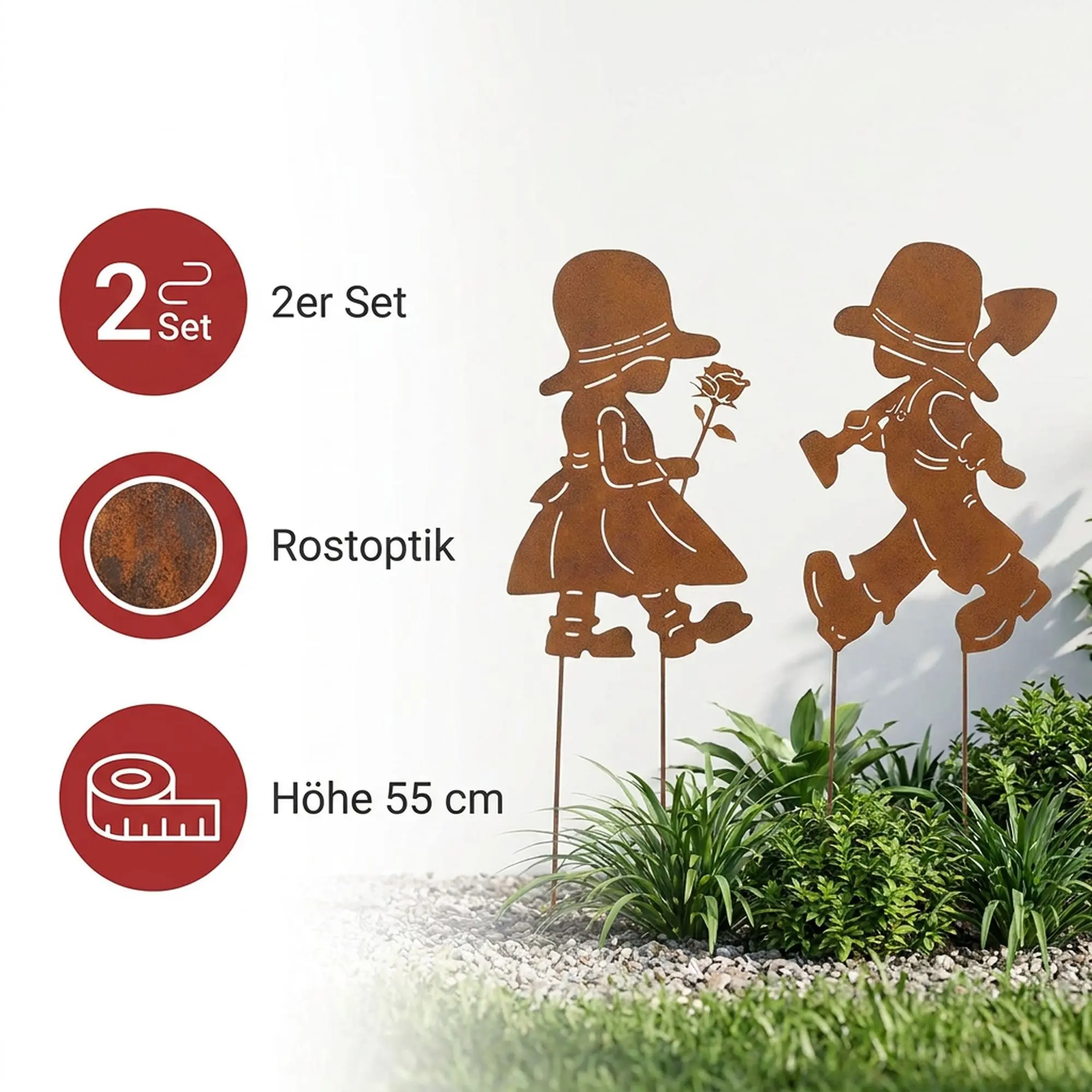 Acheter Lot de 2 pics de jardin "garçon et fille"  dans la boutique en ligne de Frank Flechtwaren pour Jardin de Pâques coloré