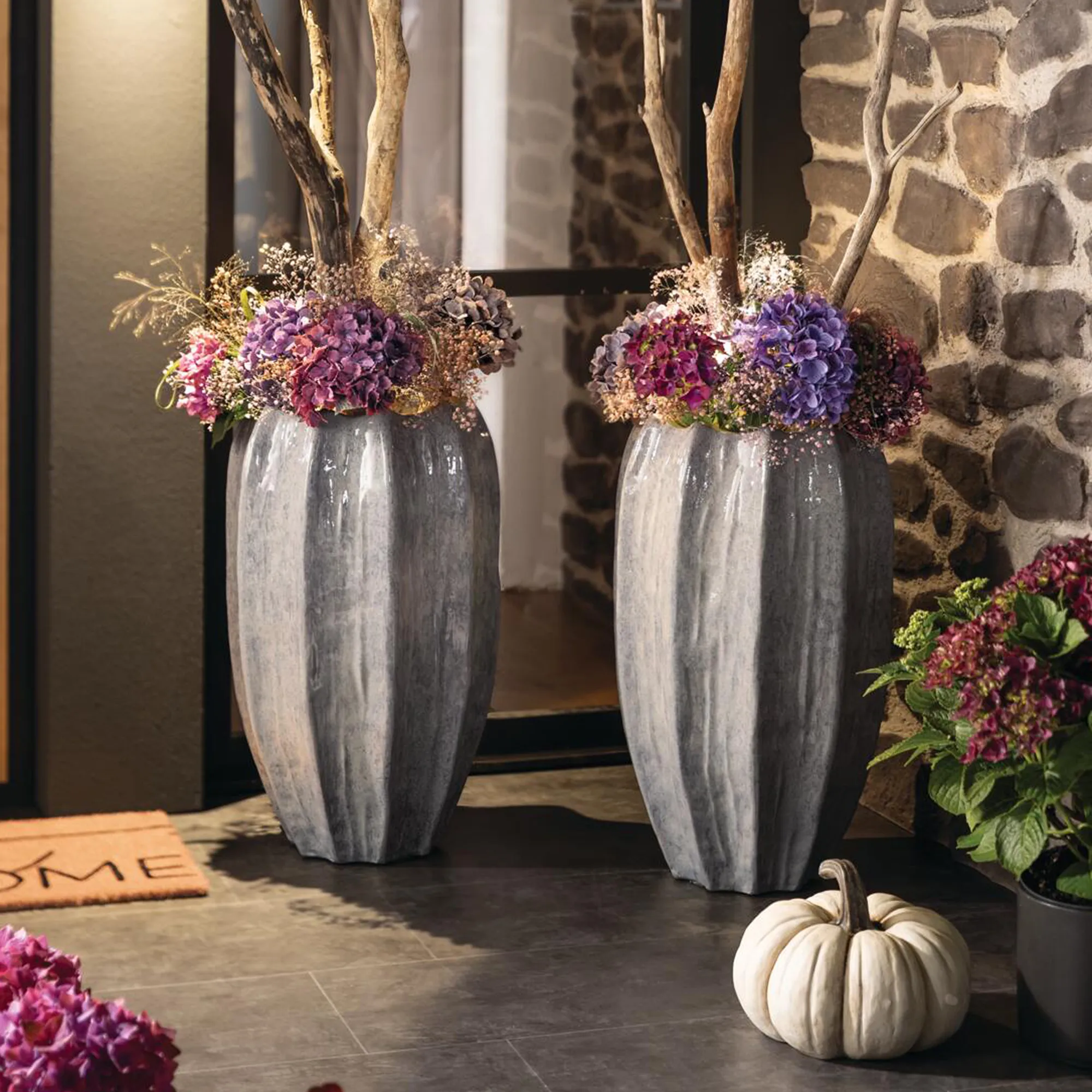 Acheter Fleurs artificielles « Hortensias », lot de 3 dans la boutique en ligne de Frank Flechtwaren pour Jardin d'automne nostalgique