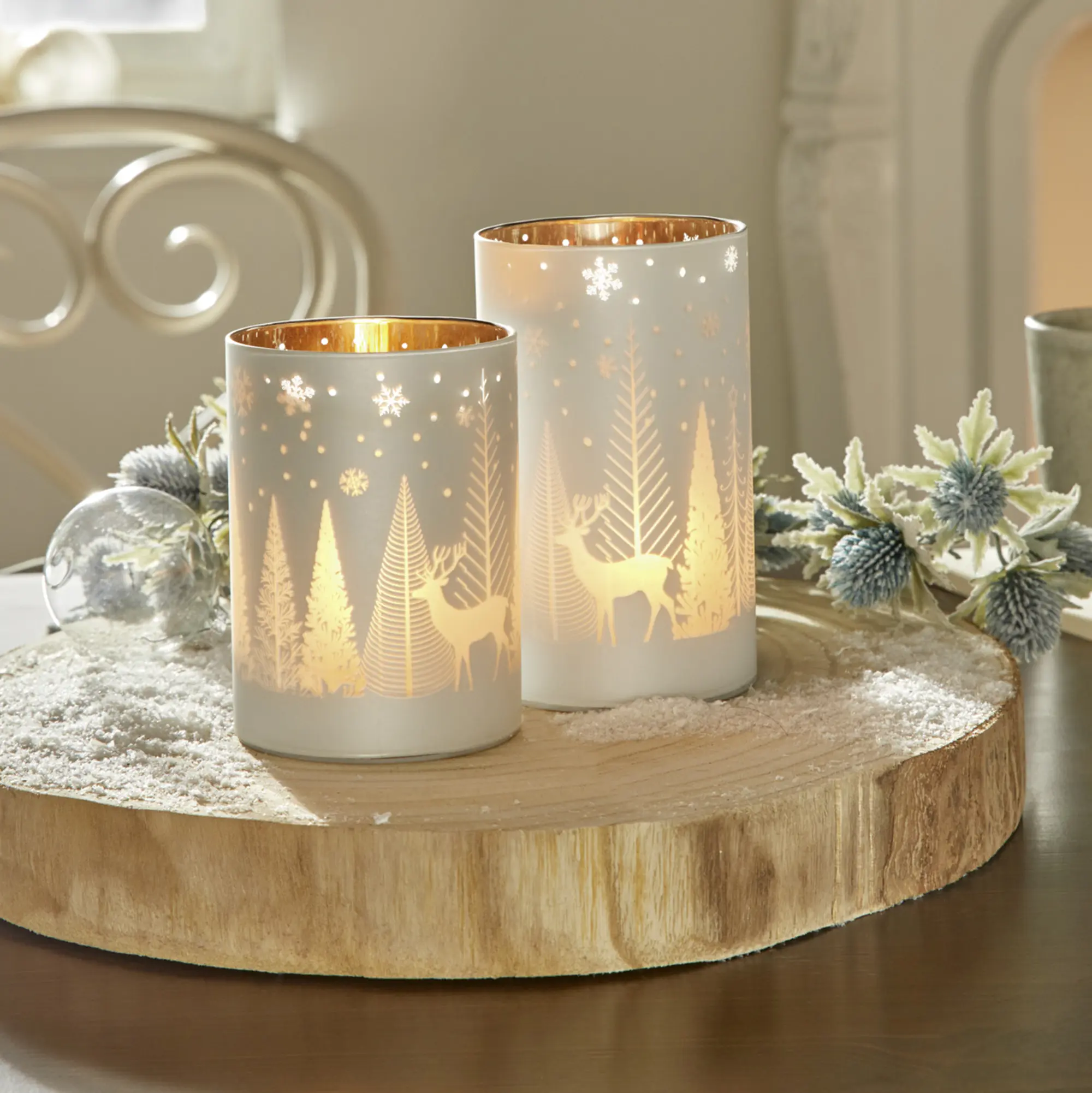 Acheter Lot de 2 lumignons "paysage d'hiver"  dans la boutique en ligne de Frank Flechtwaren