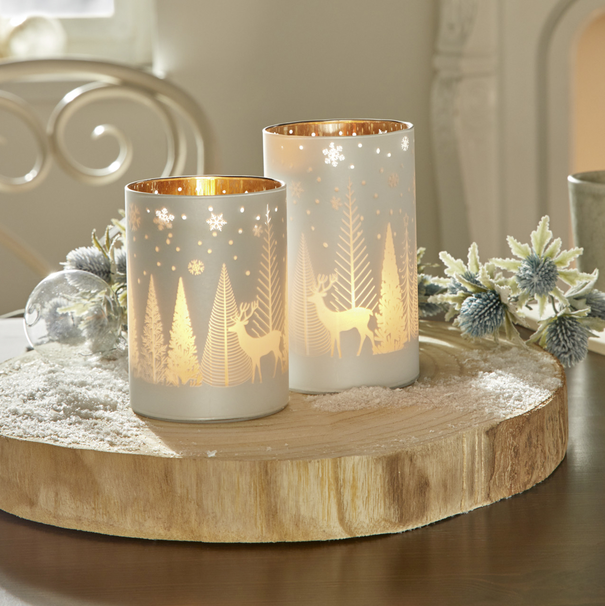 Acheter Lot de 2 lumignons "paysage d'hiver"  dans la boutique en ligne de Frank Flechtwaren pour Lanternes