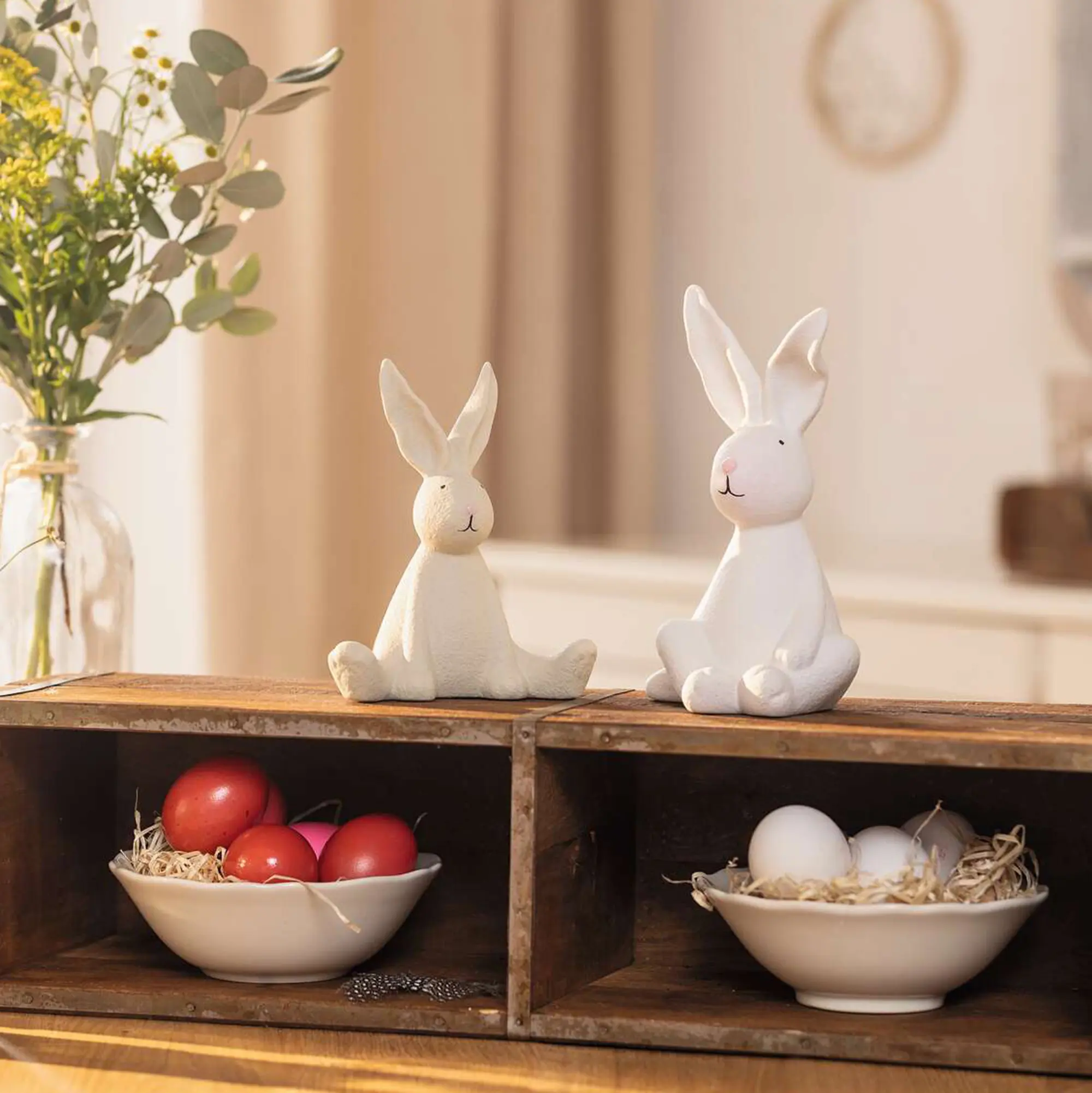 Acheter Lot de 2 lapins "White &amp; Cream"  dans la boutique en ligne de Frank Flechtwaren pour Lapin &amp; co