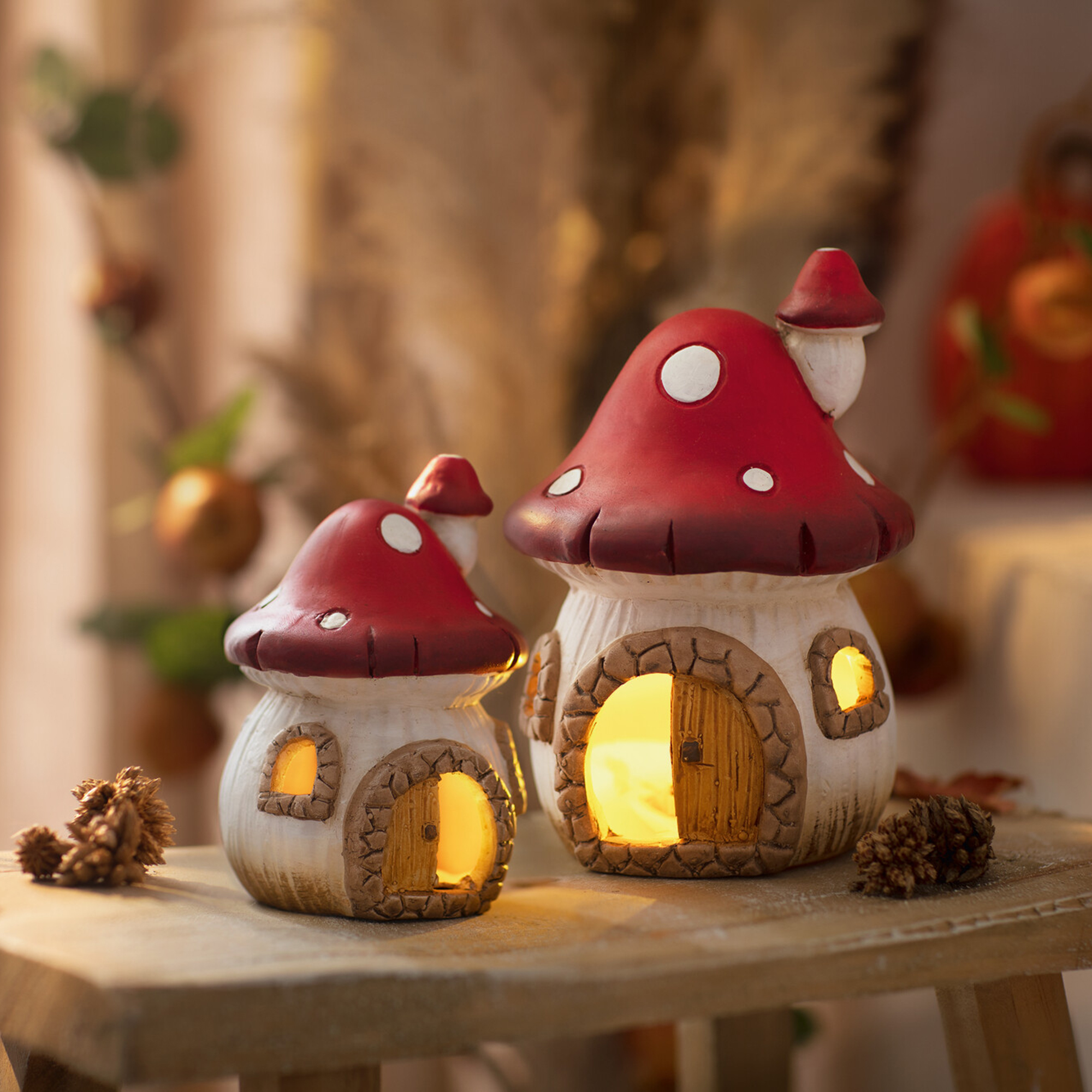 Acheter Lot de 2 maisons LED "champignon"  dans la boutique en ligne de Frank Flechtwaren