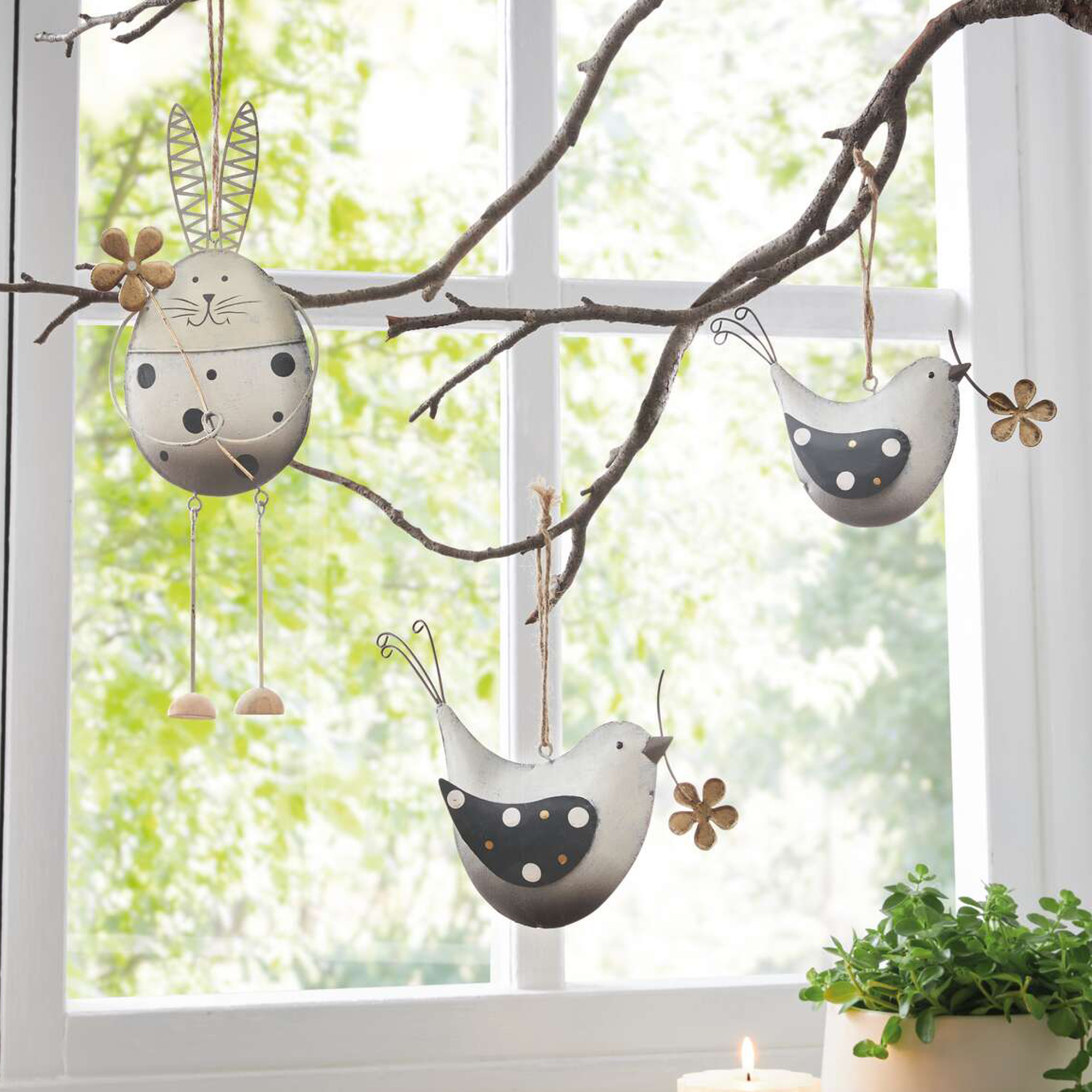 Acheter Lot de 2 suspensions "oiseau avec fleur"  dans la boutique en ligne de Frank Flechtwaren