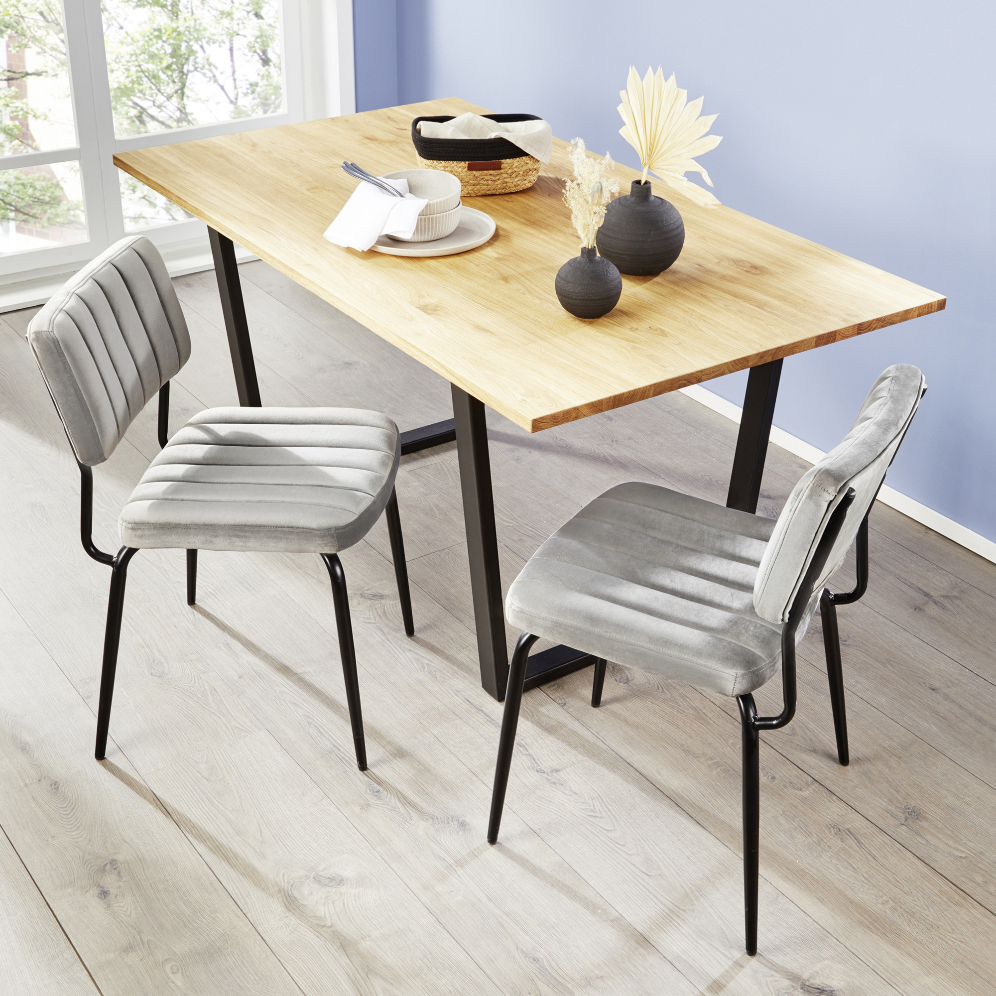 Acheter Chaise en velours "gris"  dans la boutique en ligne de Frank Flechtwaren