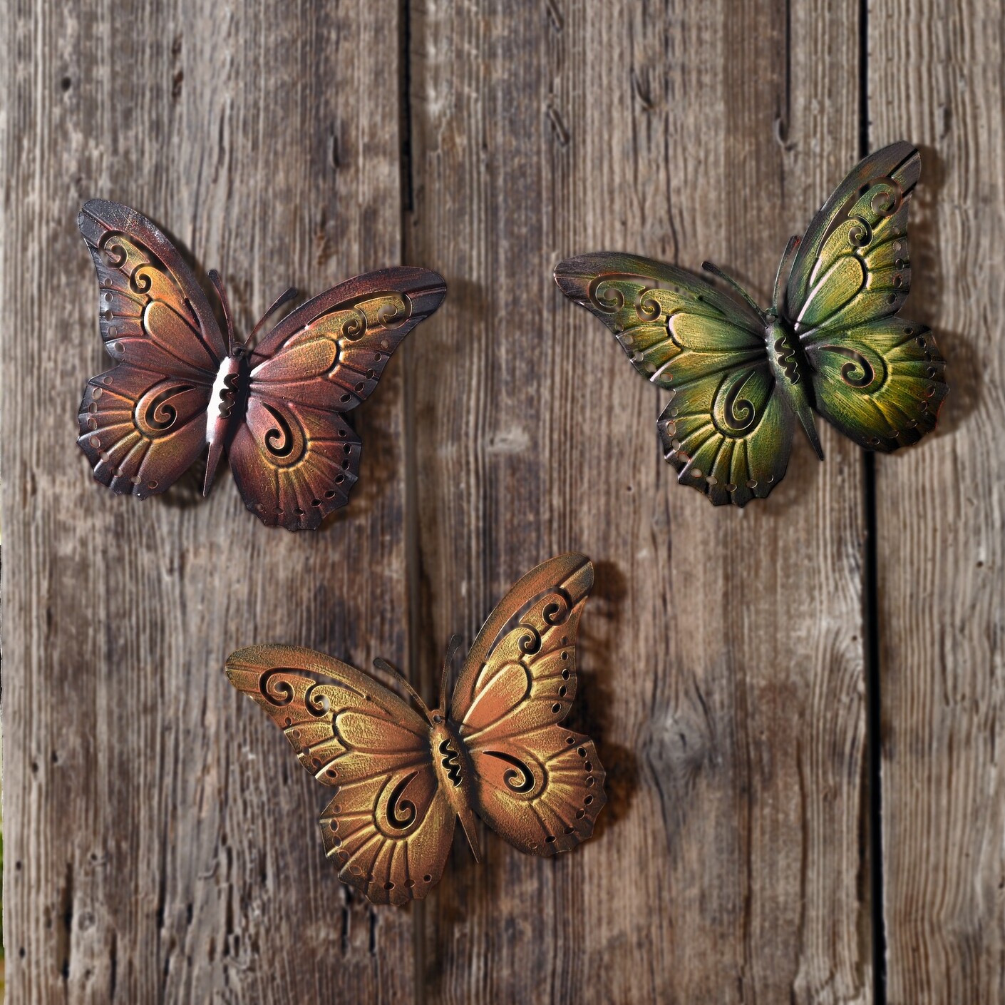 Acheter Lot de 3 décorations en métal "papillons"  dans la boutique en ligne de Frank Flechtwaren