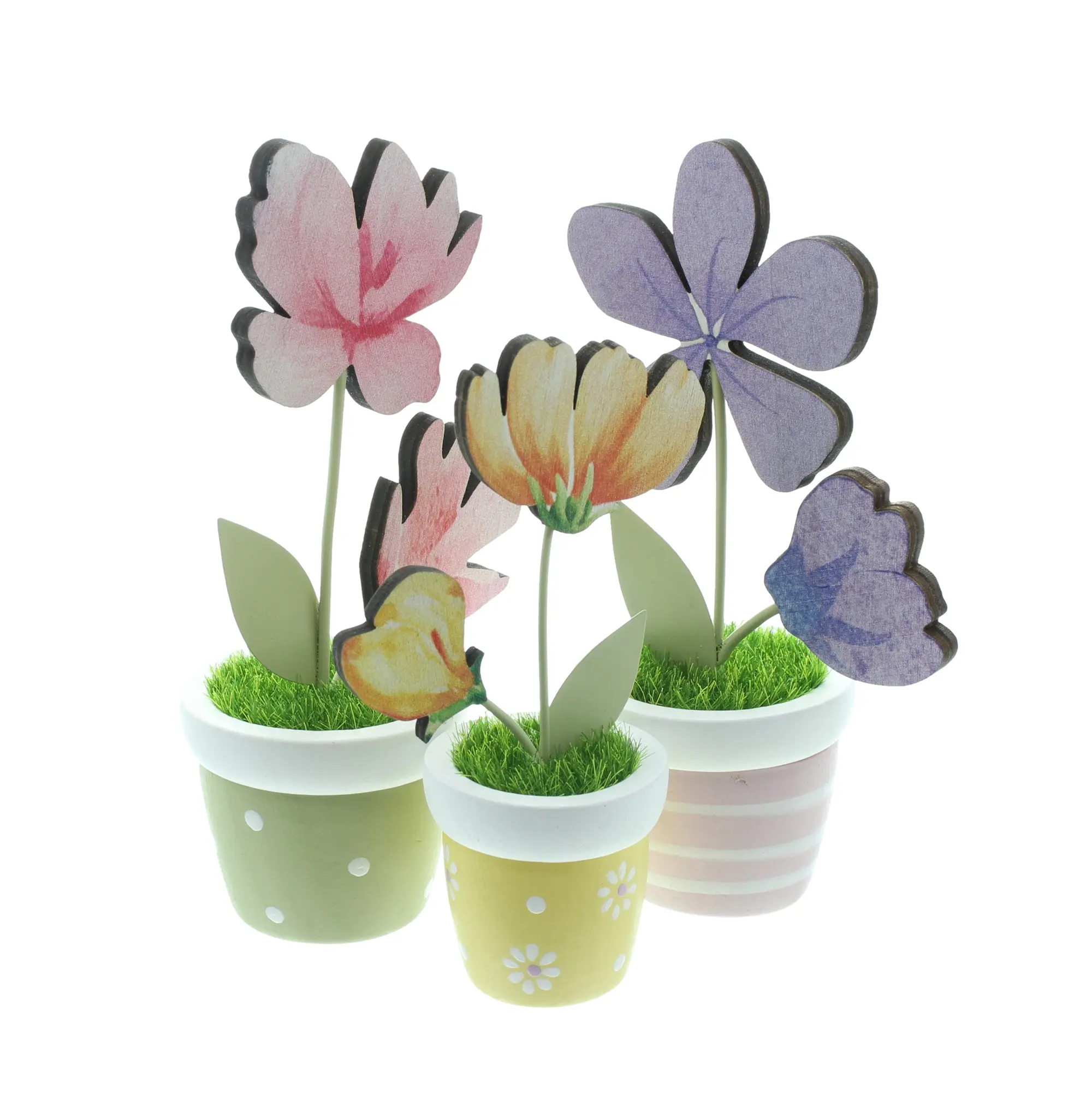 Acheter Lot de 3 décorations florales "pots colorés"  dans la boutique en ligne de Frank Flechtwaren pour Tons pastel
