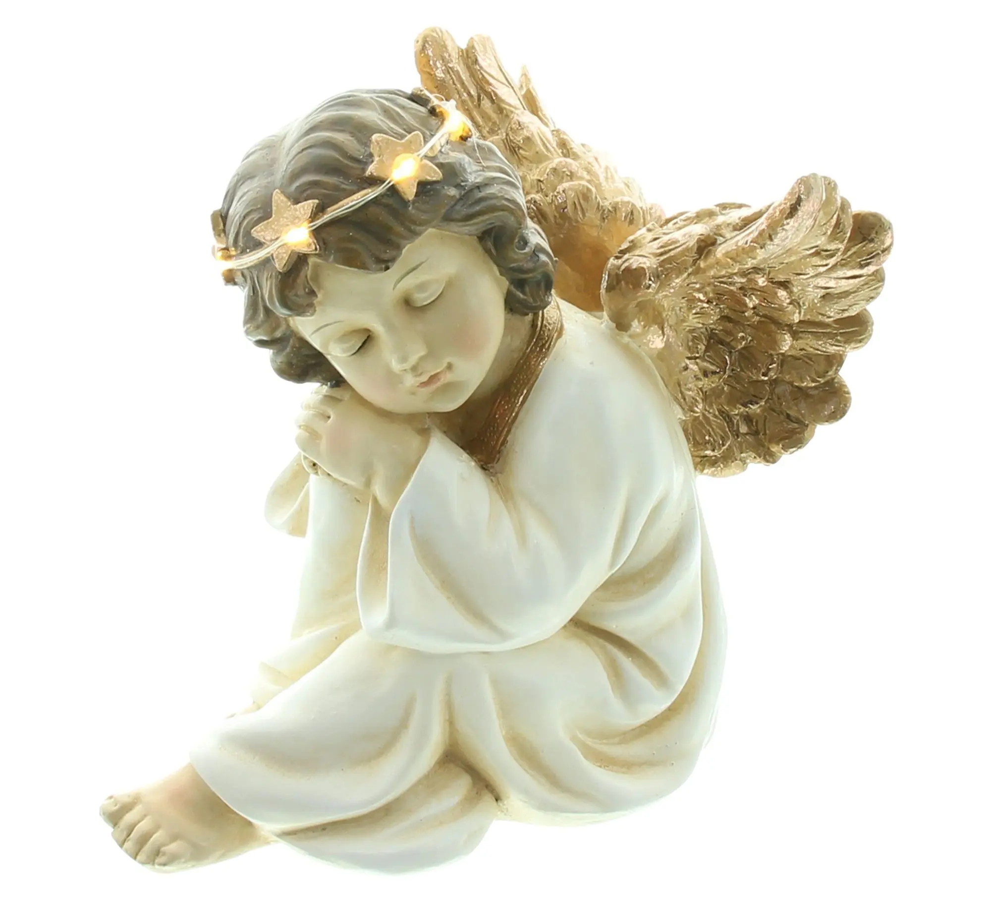 Acheter Ange LED "couronne de lumières", assis  dans la boutique en ligne de Frank Flechtwaren pour Figurines décoratives