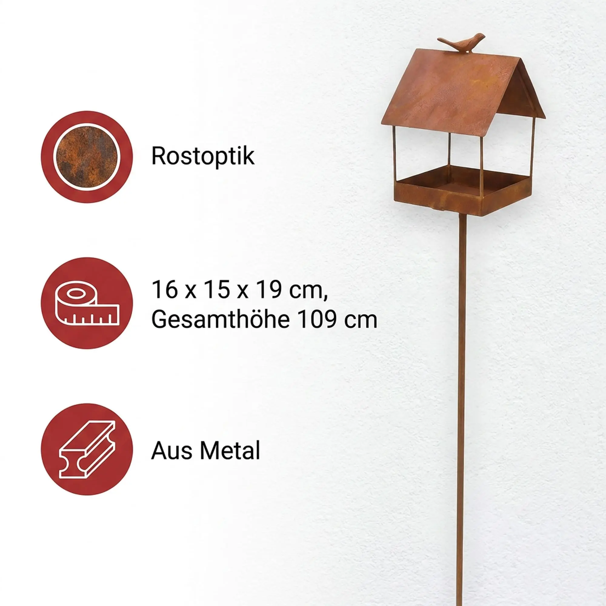 Acheter Pic de jardin "maison d'oiseau"  dans la boutique en ligne de Frank Flechtwaren pour Décoration rouille pour votre jardin