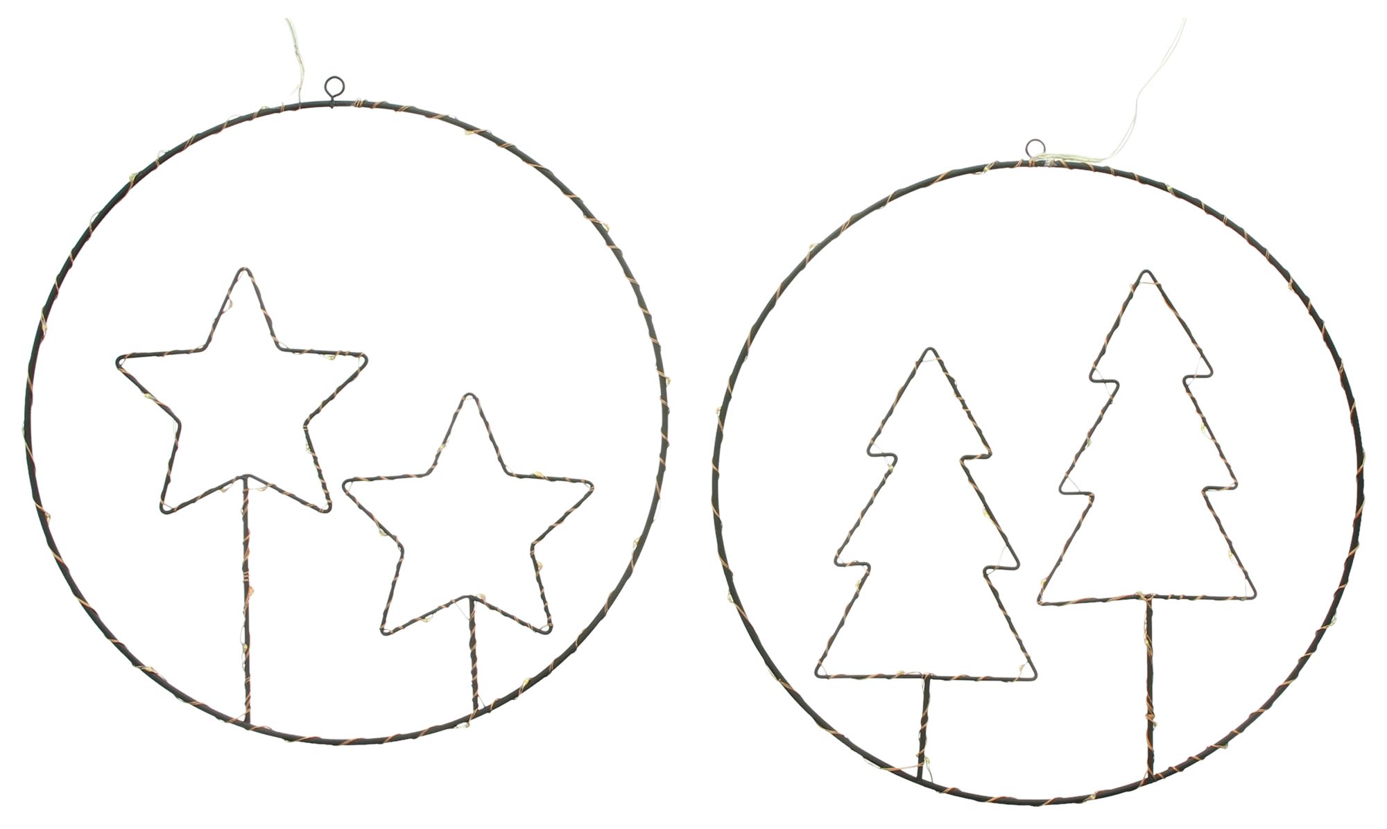 Acheter Lot de 2 suspensions LED "étoiles &amp; sapins"  dans la boutique en ligne de Frank Flechtwaren pour Décorations à suspendre