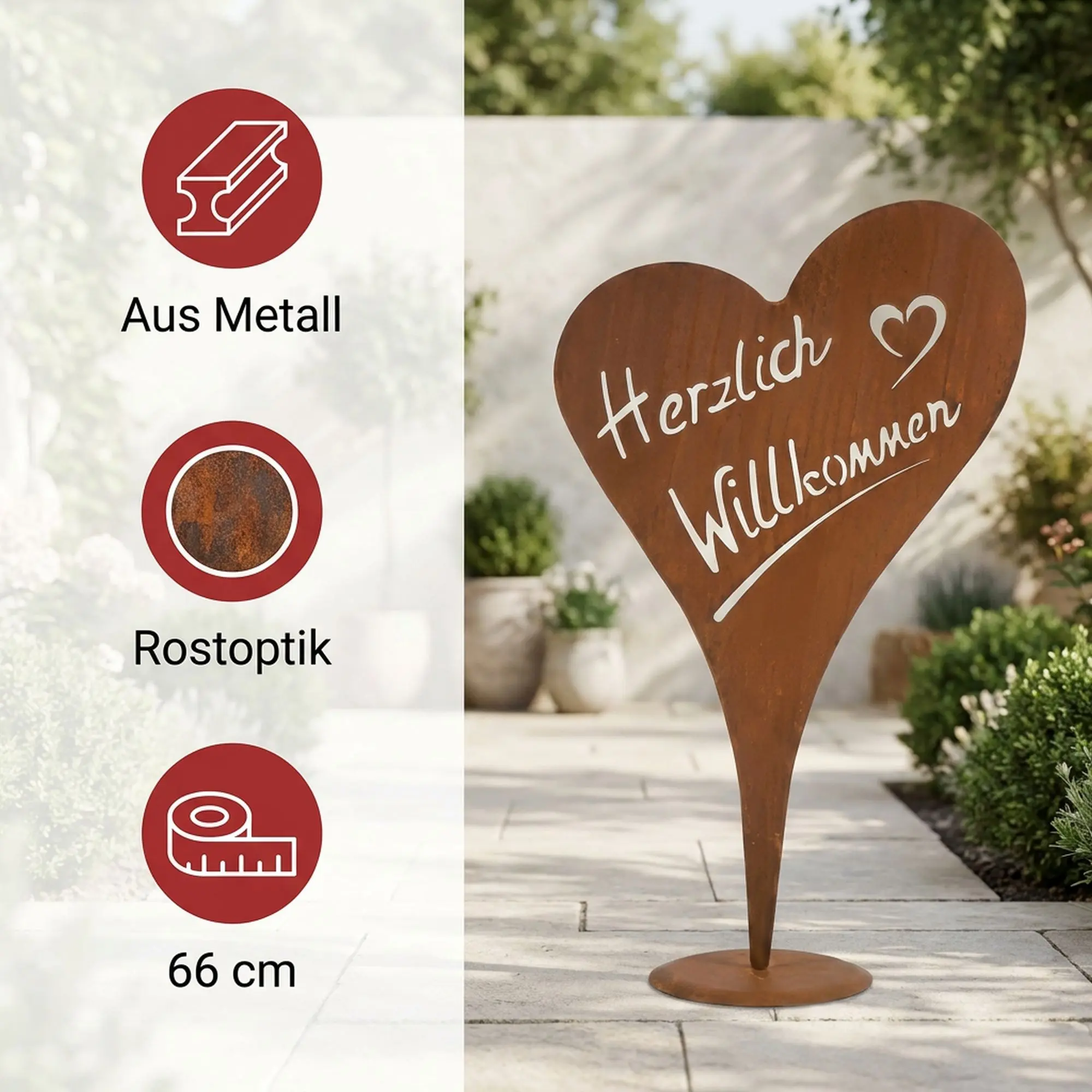 Acheter Coeur "Herzlich Willkommen"  dans la boutique en ligne de Frank Flechtwaren pour Articles de jardin pour anniversaire