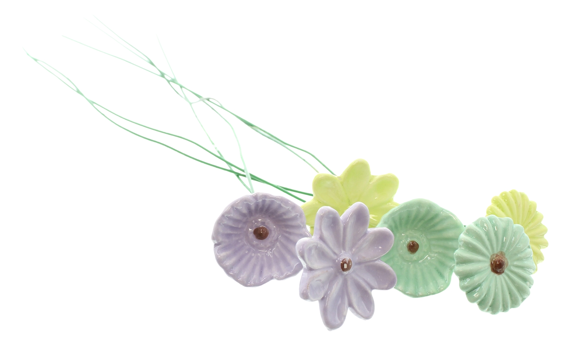 Acheter Lot de 6 pics "fleurs pastel"  dans la boutique en ligne de Frank Flechtwaren pour Pâques colorée