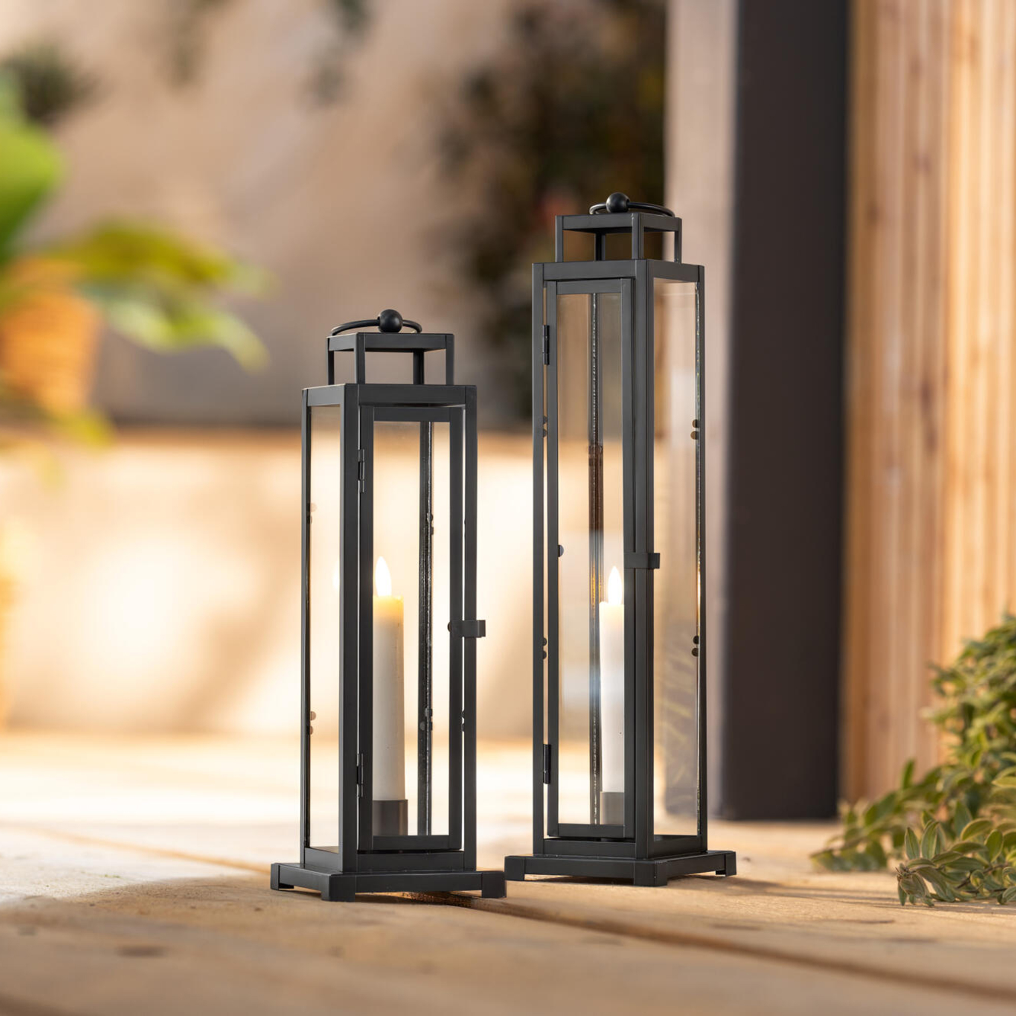 Acheter Lot de 2 lanternes "Modern Black"  dans la boutique en ligne de Frank Flechtwaren