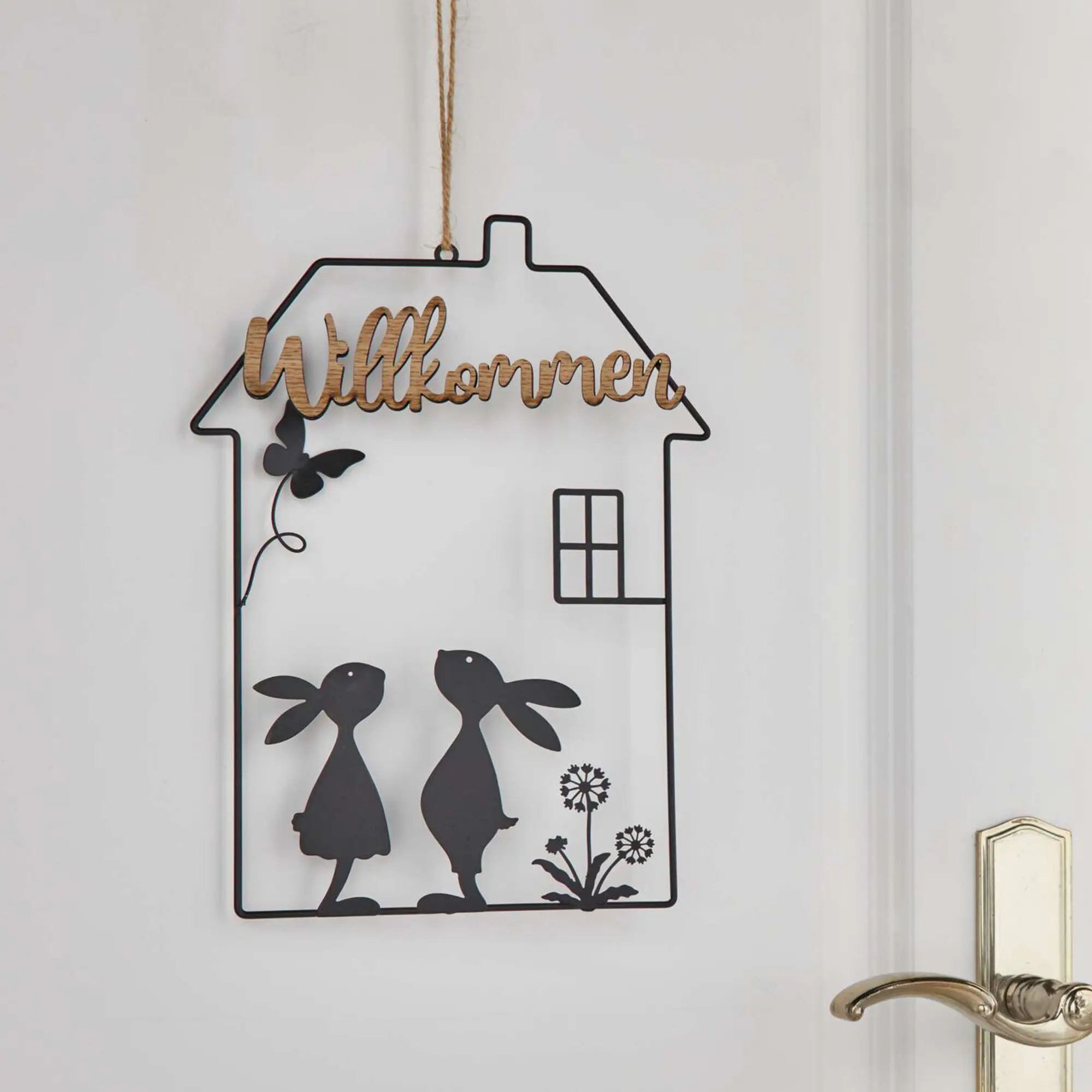 Acheter Lapin dans la maison "Willkommen"  dans la boutique en ligne de Frank Flechtwaren