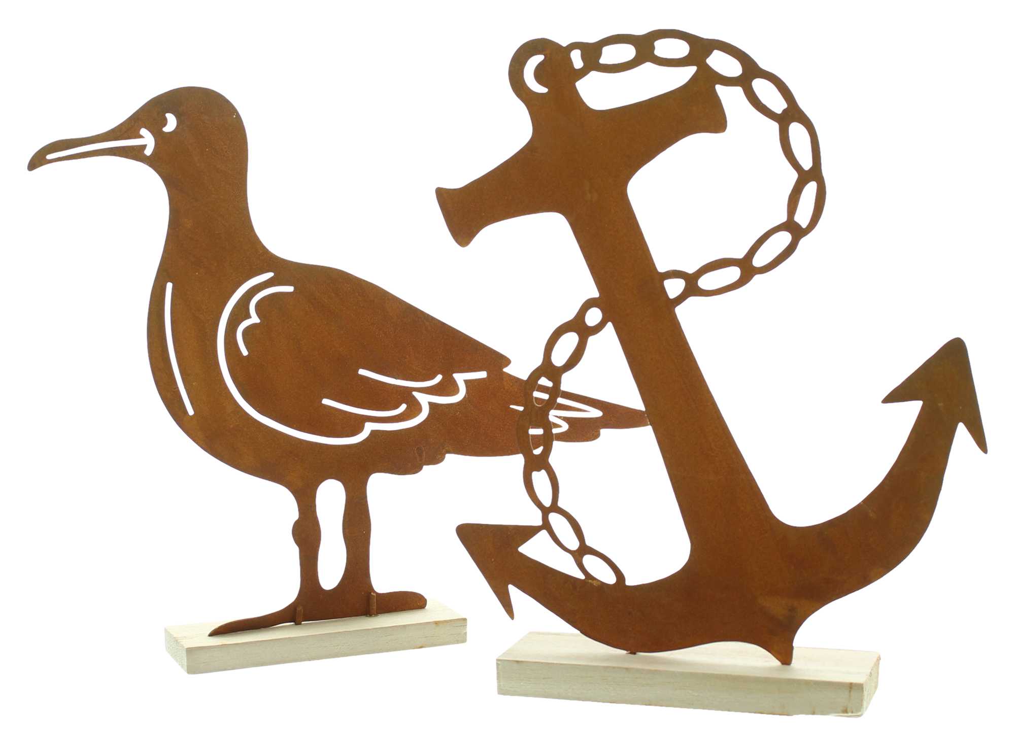 Acheter Décoration rouille "ancre &amp; mouette", 2pcs.  dans la boutique en ligne de Frank Flechtwaren pour Figurines décoratives