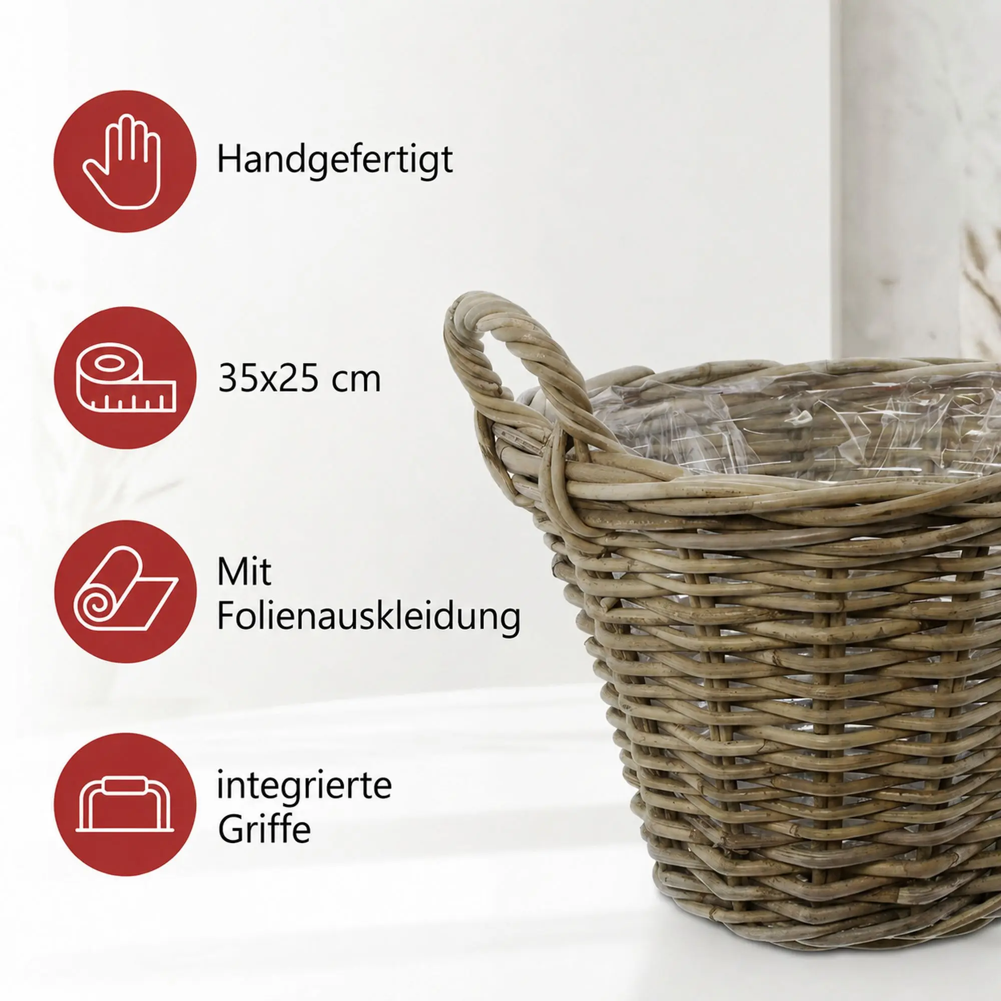 Acheter Panier à plantes "rotin", MM  dans la boutique en ligne de Frank Flechtwaren pour Jardinières corbeilles