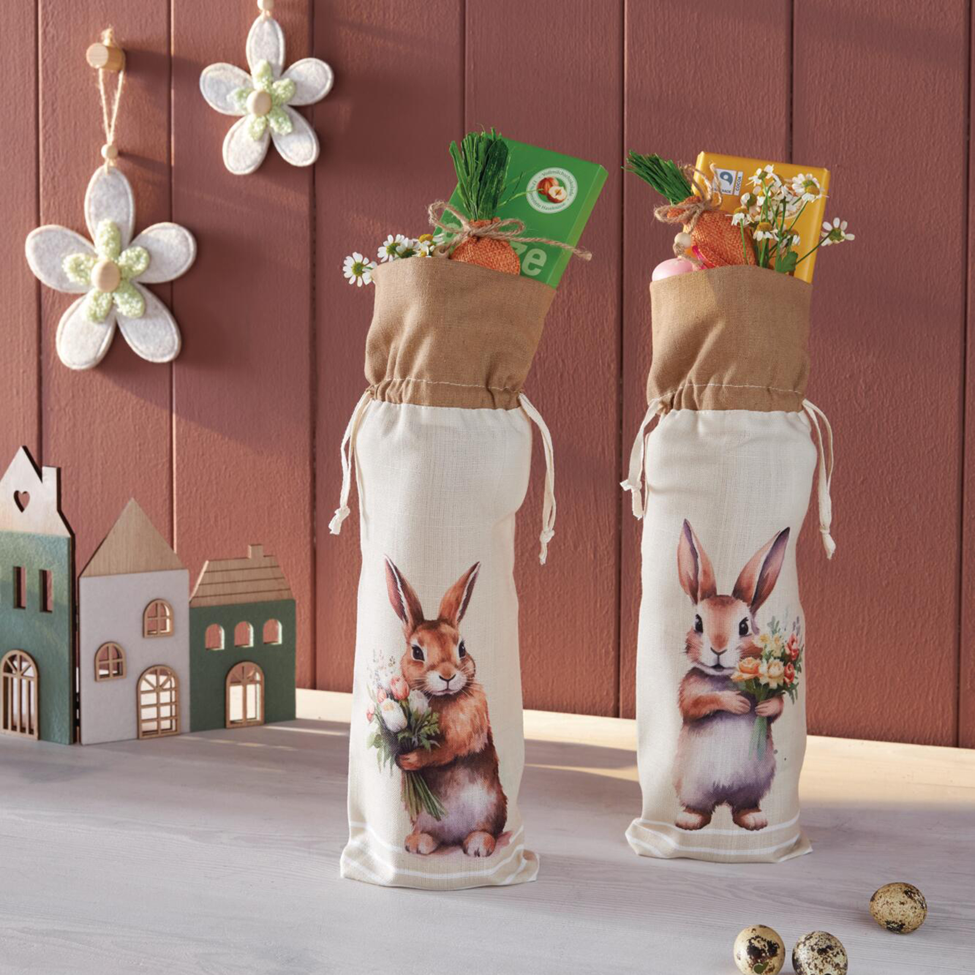 Acheter Lot de 2 sacs cadeaux "lapin fleuri"  dans la boutique en ligne de Frank Flechtwaren