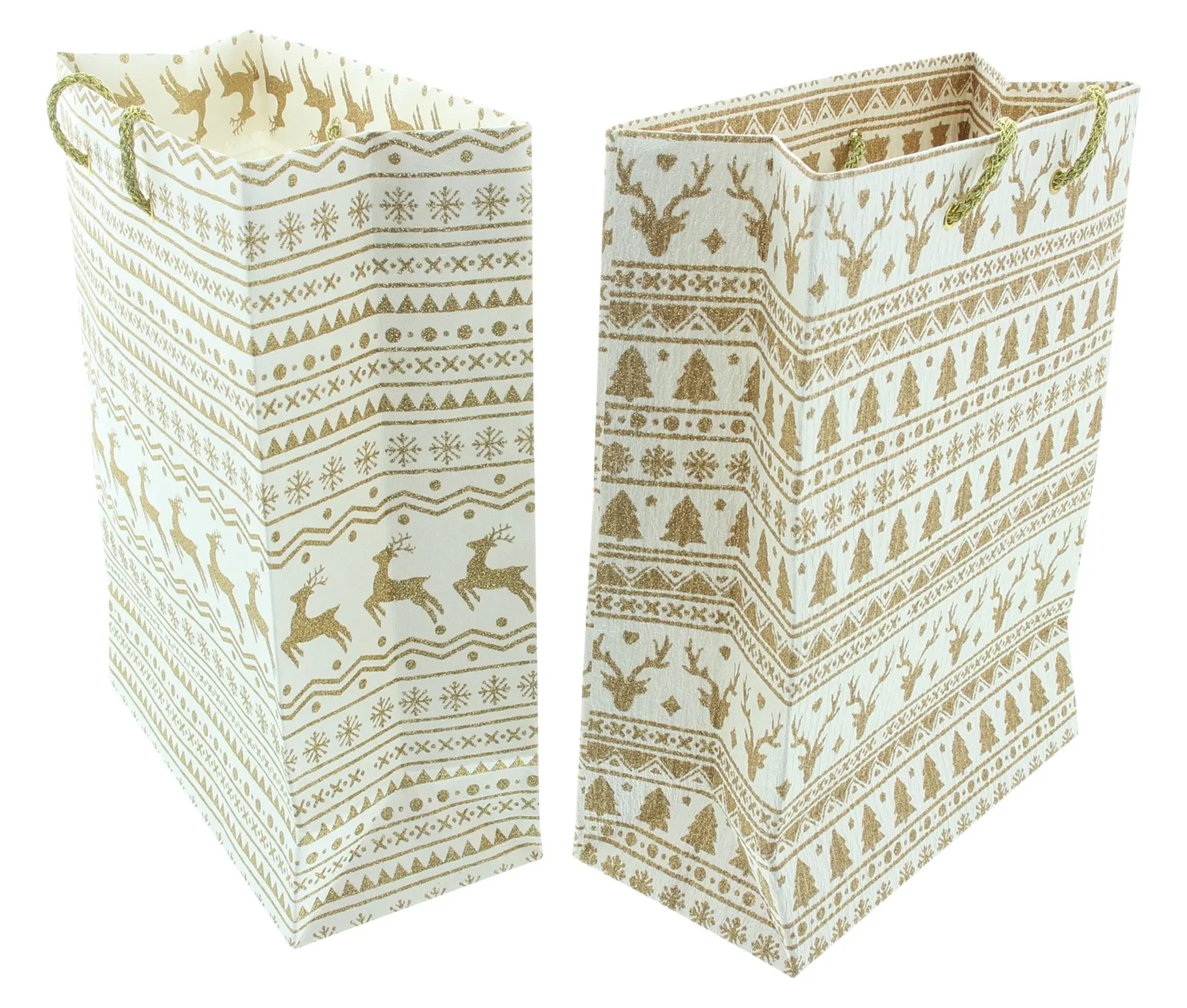 Acheter Geschenktasche "Gold &amp; White", 2er Set  dans la boutique en ligne de Frank Flechtwaren pour Sacs et pochettes cadeaux