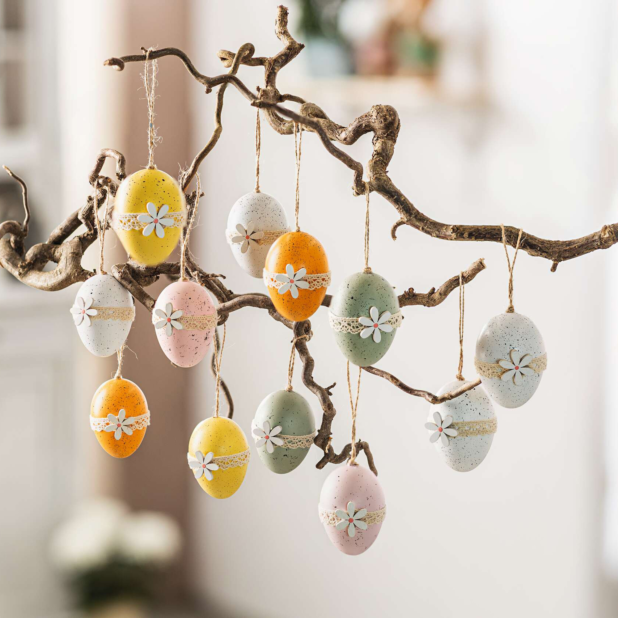 Acheter Lot de 12 oeufs décoratifs "fleur"  dans la boutique en ligne de Frank Flechtwaren pour Pâques