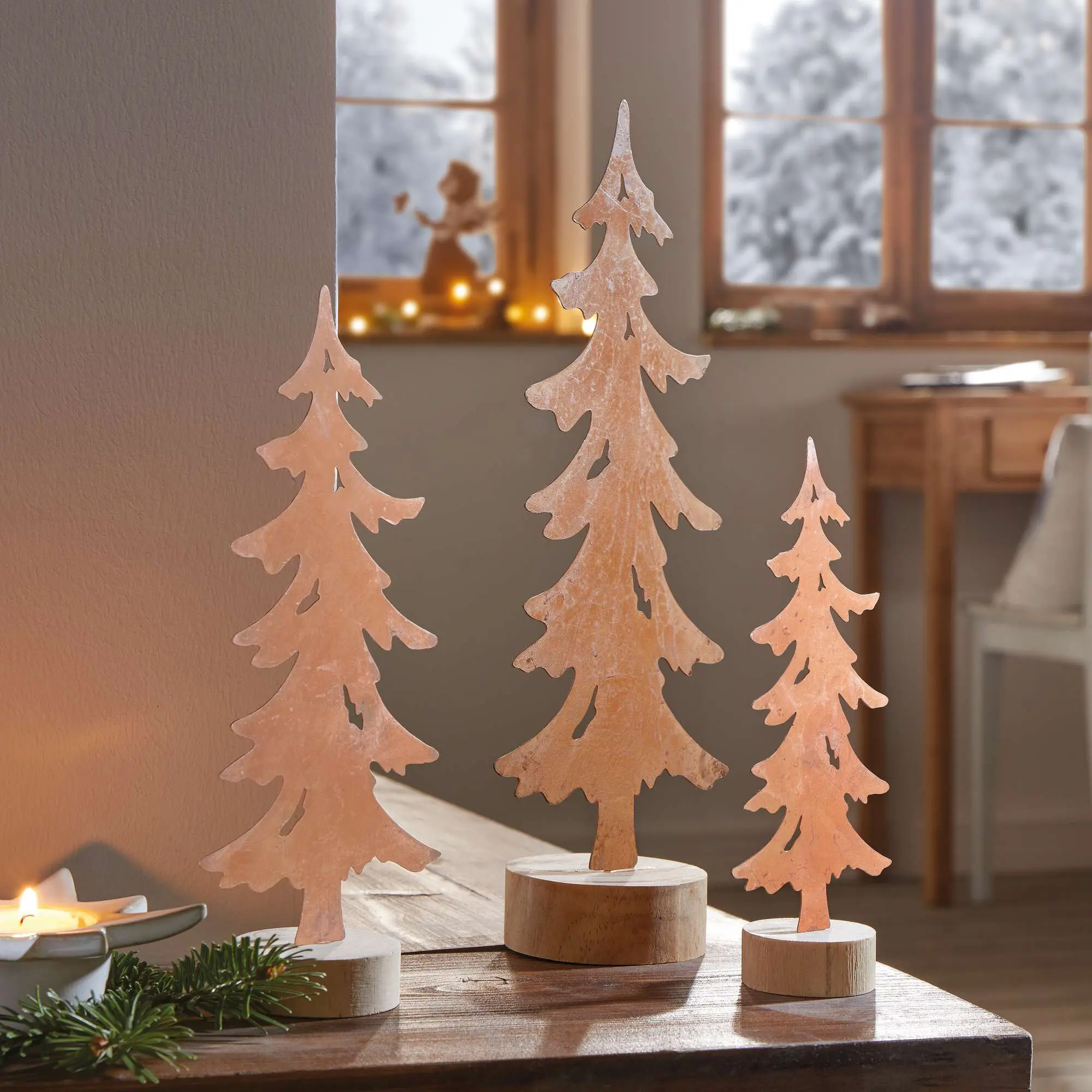 Acheter Lot de 3 décorations métalliques "sapin"  dans la boutique en ligne de Frank Flechtwaren