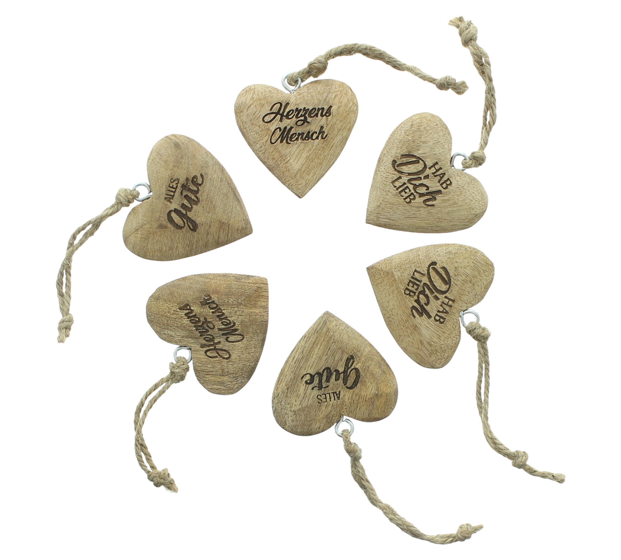 Acheter Lot de 6 suspensions "petit coeur"  dans la boutique en ligne de Frank Flechtwaren