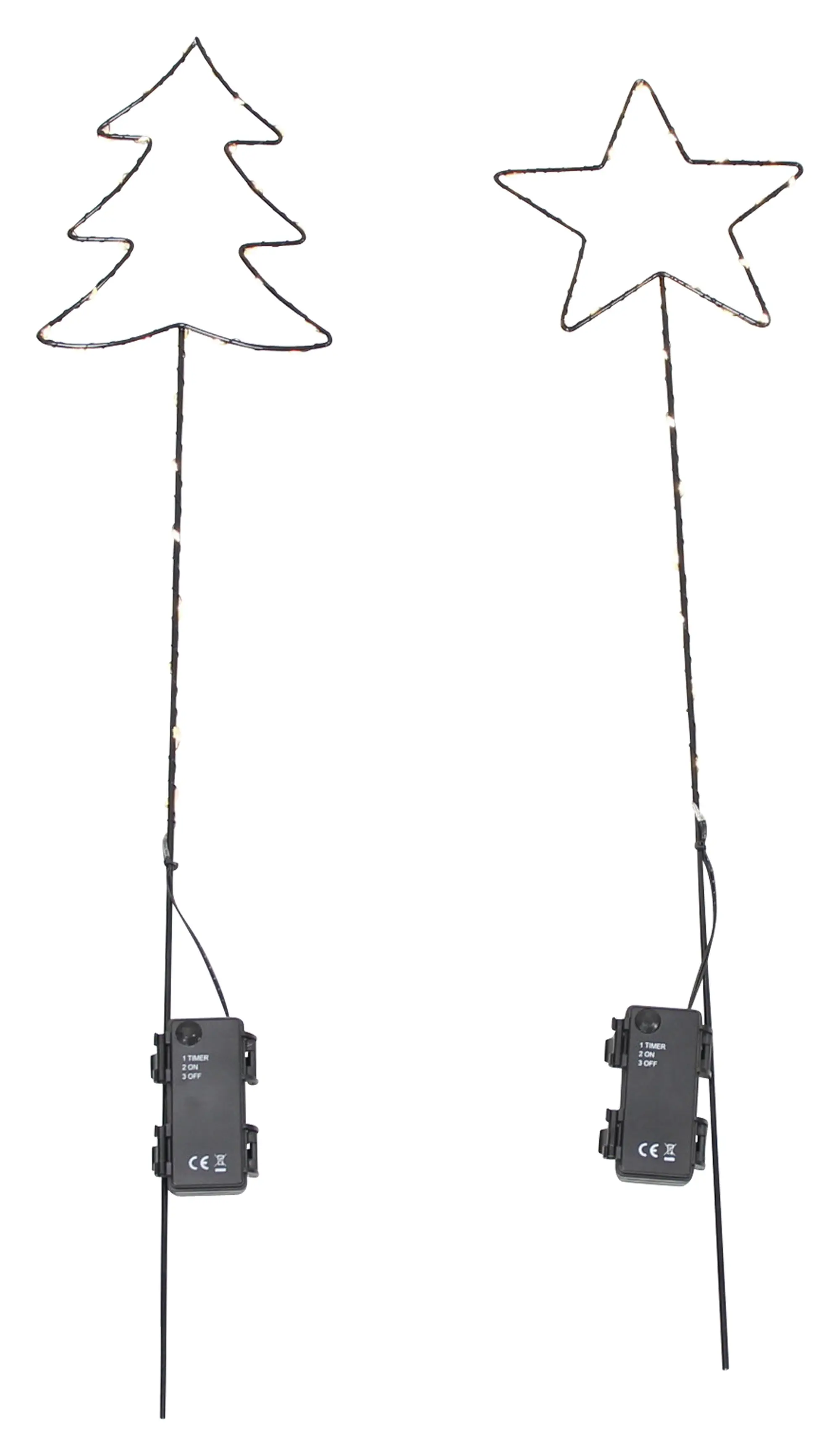 Acheter Lot de 2 pics LED "sapin &amp; étoile"  dans la boutique en ligne de Frank Flechtwaren pour Étoiles
