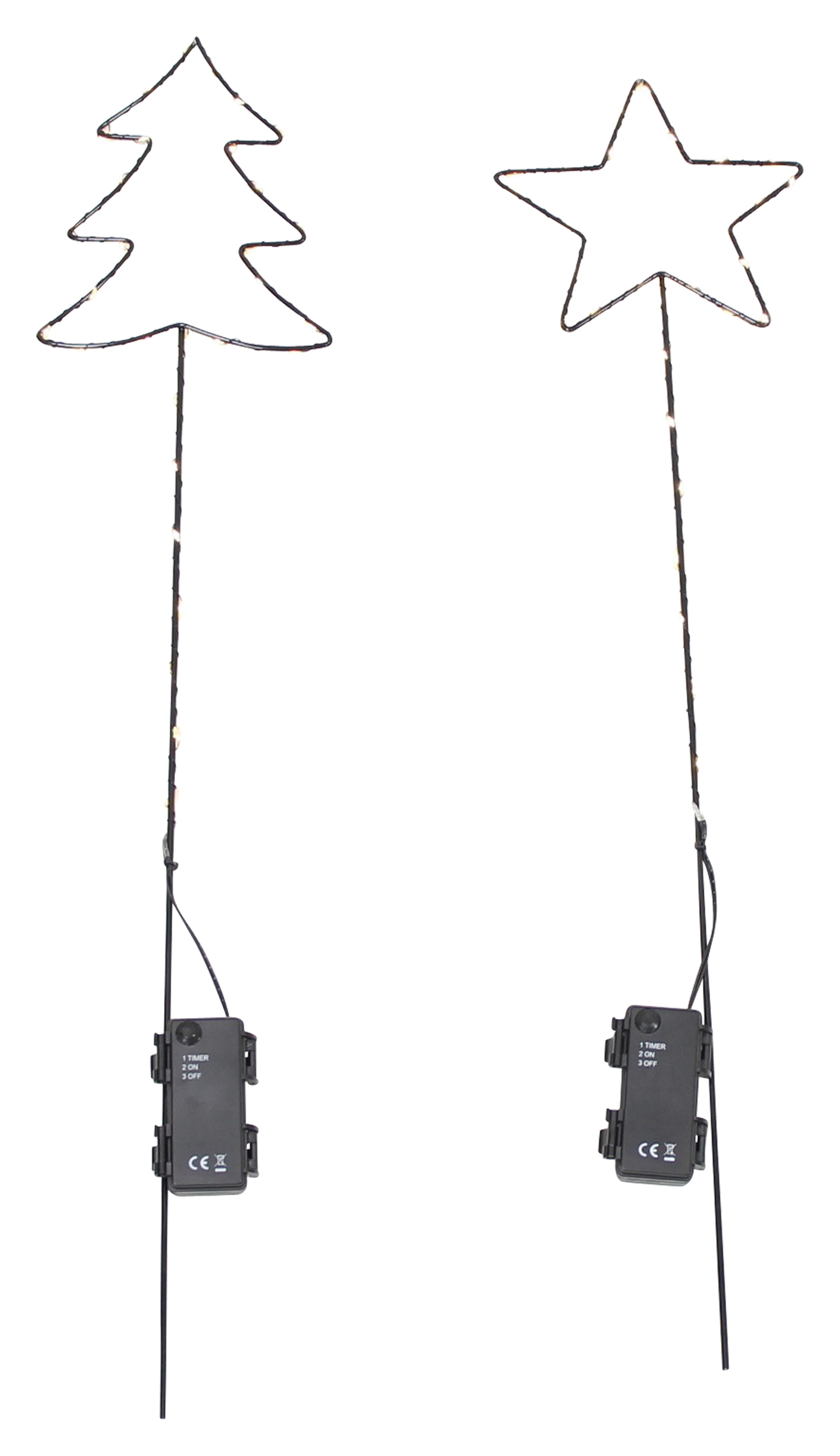 Acheter Lot de 2 pics LED "sapin &amp; étoile"  dans la boutique en ligne de Frank Flechtwaren pour Confettis de table et piques