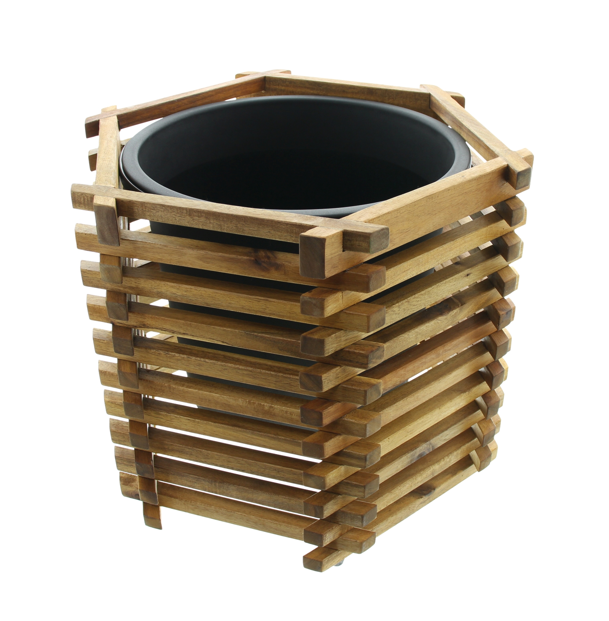 Acheter Cache-pot hexagonal "acacia"  dans la boutique en ligne de Frank Flechtwaren pour Jardinières