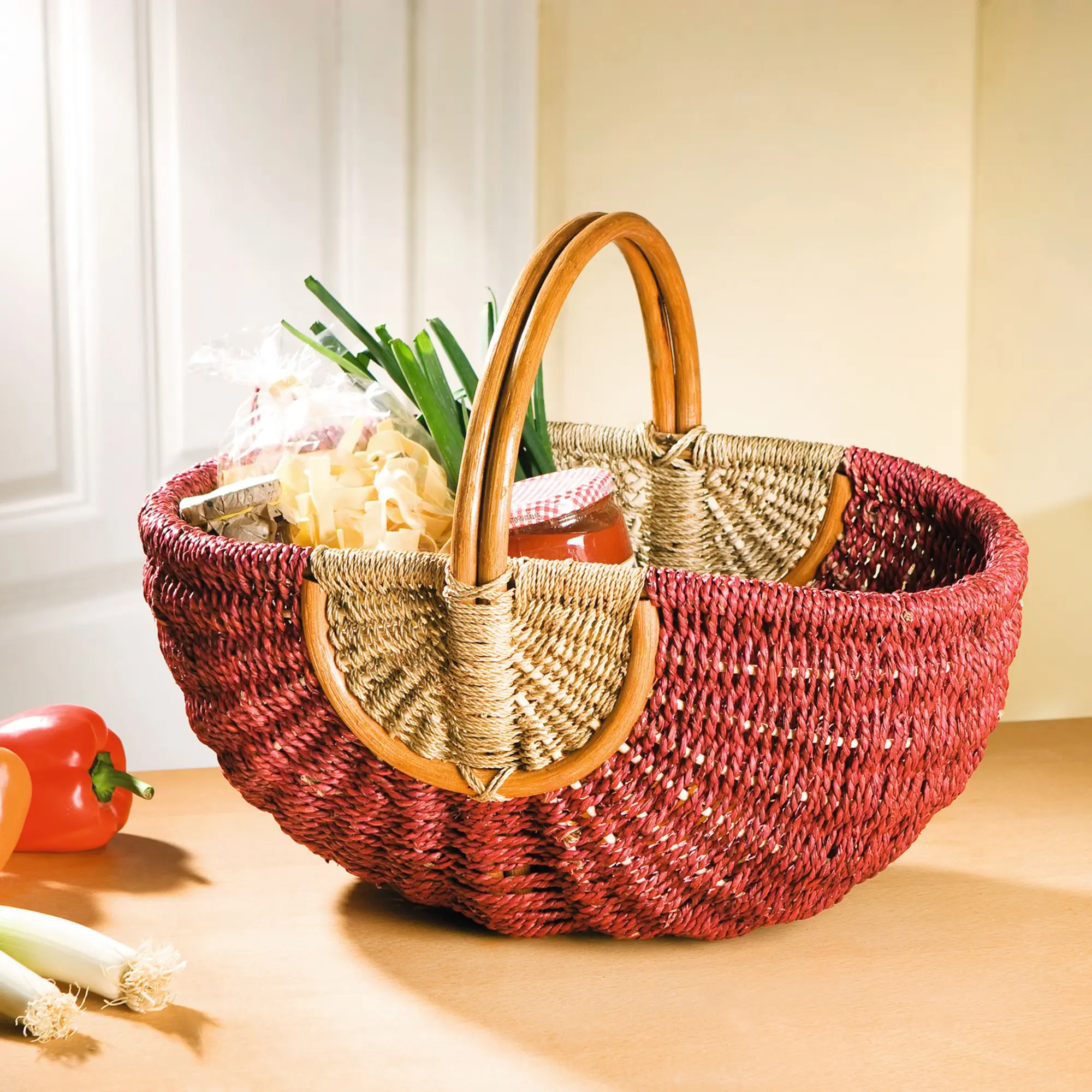 Acheter Panier à courses "rouge/naturel"  dans la boutique en ligne de Frank Flechtwaren