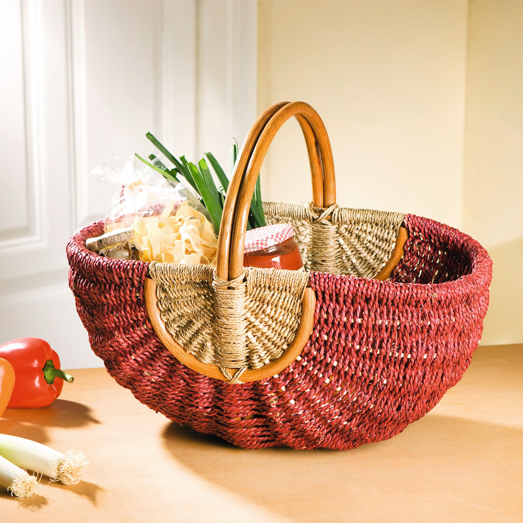 Acheter Panier à courses "rouge/naturel"  dans la boutique en ligne de Frank Flechtwaren