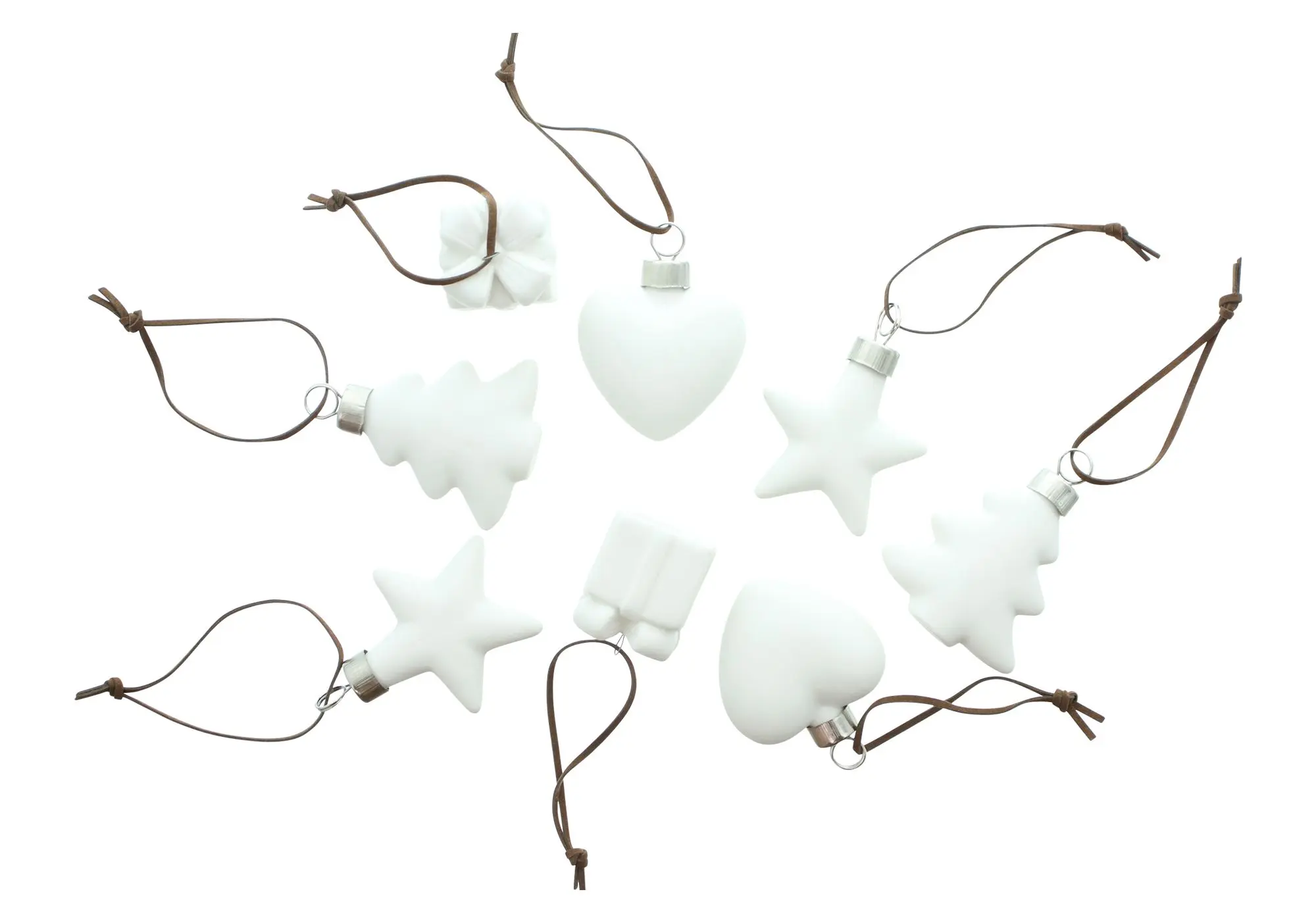 Acheter Pendentifs « Noël blanc », lot de 8 dans la boutique en ligne de Frank Flechtwaren pour Décorations à suspendre