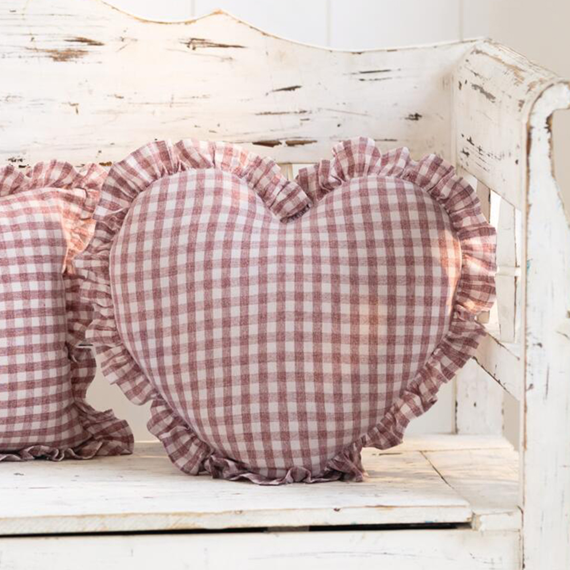 Acheter Coussin coeur "carreaux vintage"  dans la boutique en ligne de Frank Flechtwaren