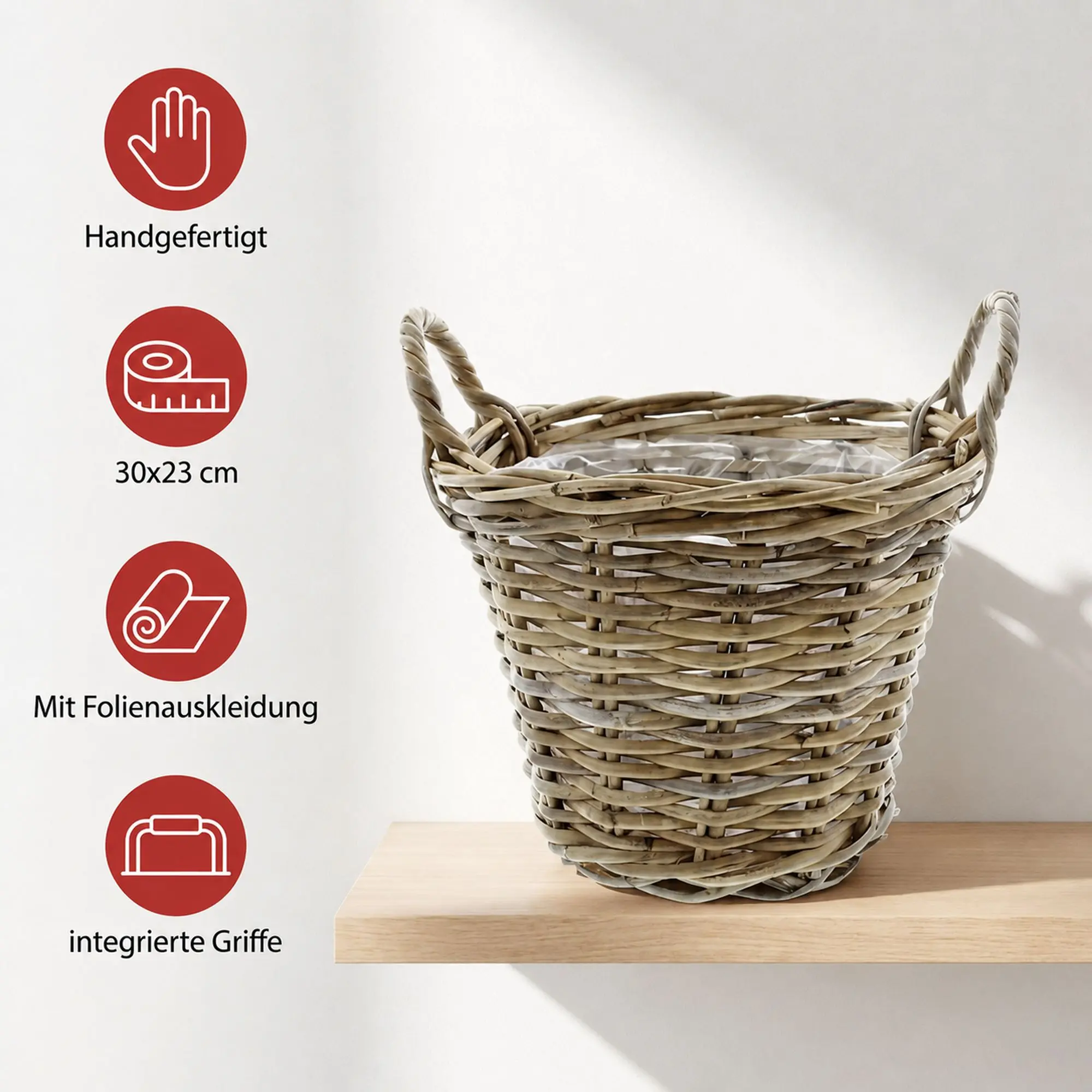 Acheter Panier à plantes "rotin", PM  dans la boutique en ligne de Frank Flechtwaren pour Jardin de Pâques coloré