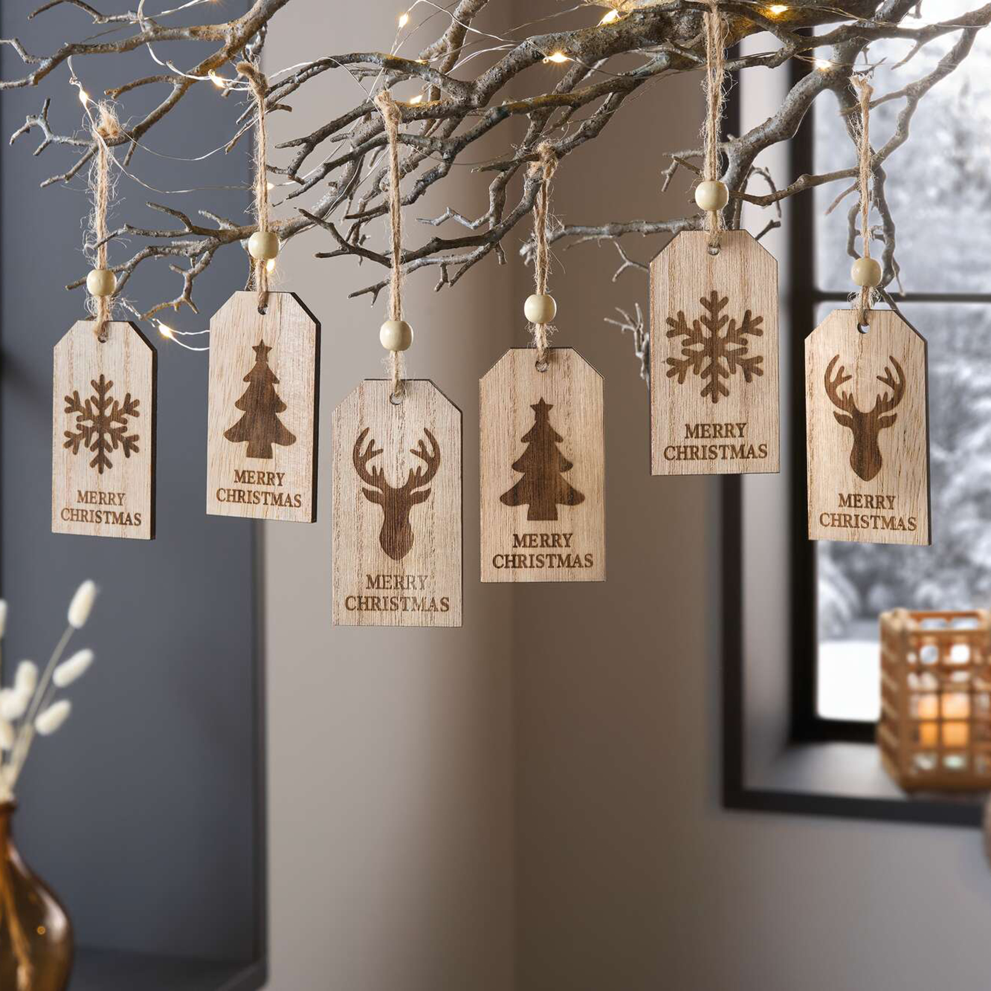 Acheter Lot de 6 suspensions "Merry Christmas"  dans la boutique en ligne de Frank Flechtwaren