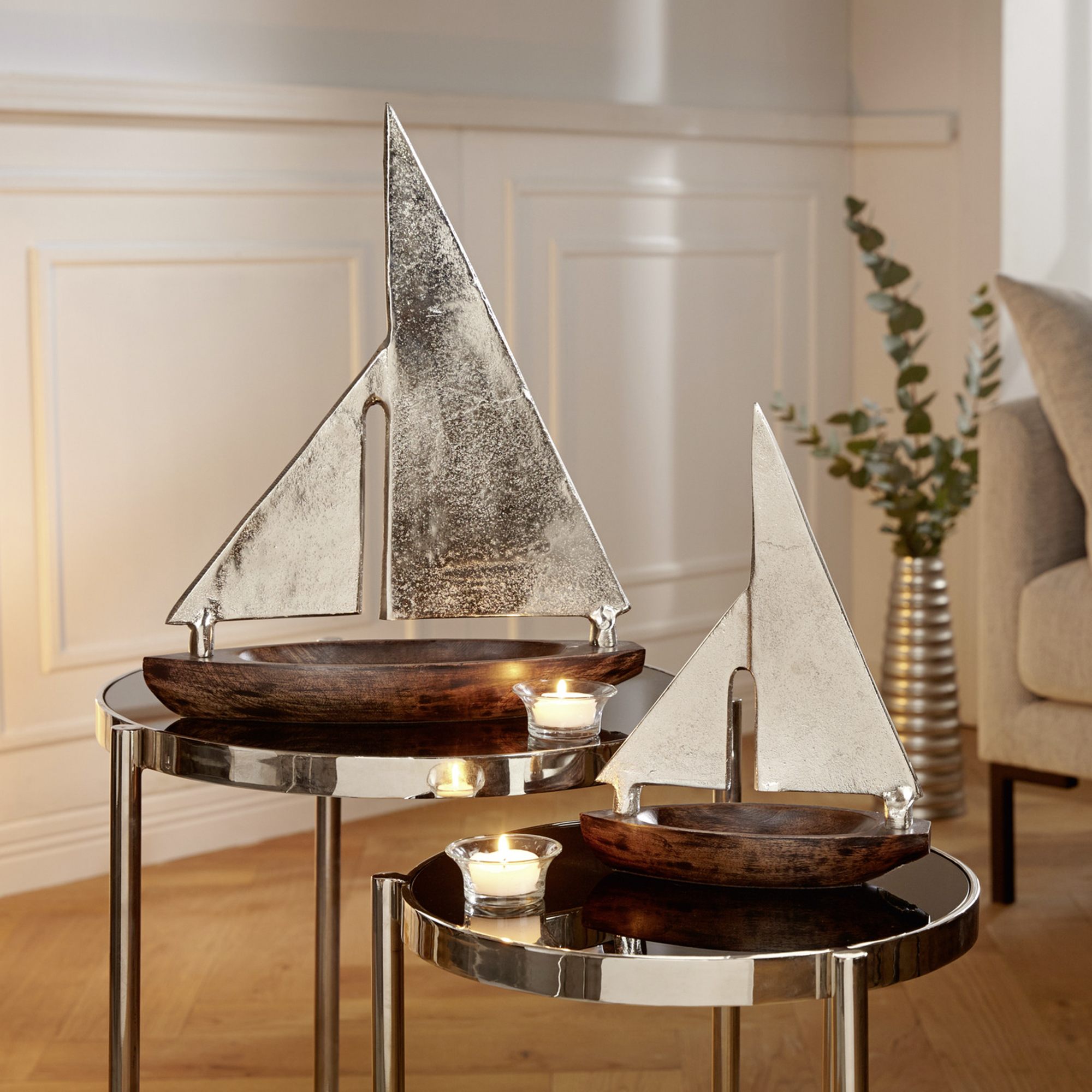 Acheter Lot de 2 bateaux en métal "voile"  dans la boutique en ligne de Frank Flechtwaren