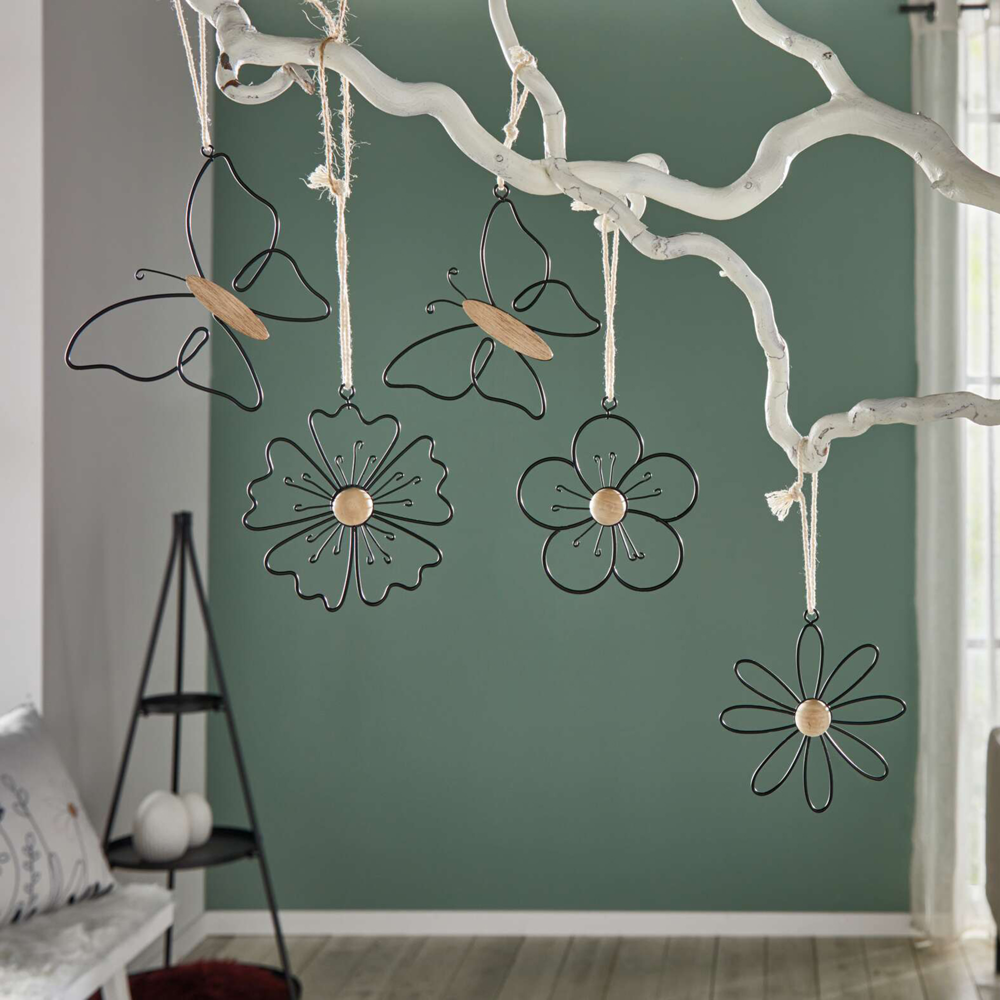 Acheter Lot de 5 suspensions "fleur &amp; papillon"  dans la boutique en ligne de Frank Flechtwaren