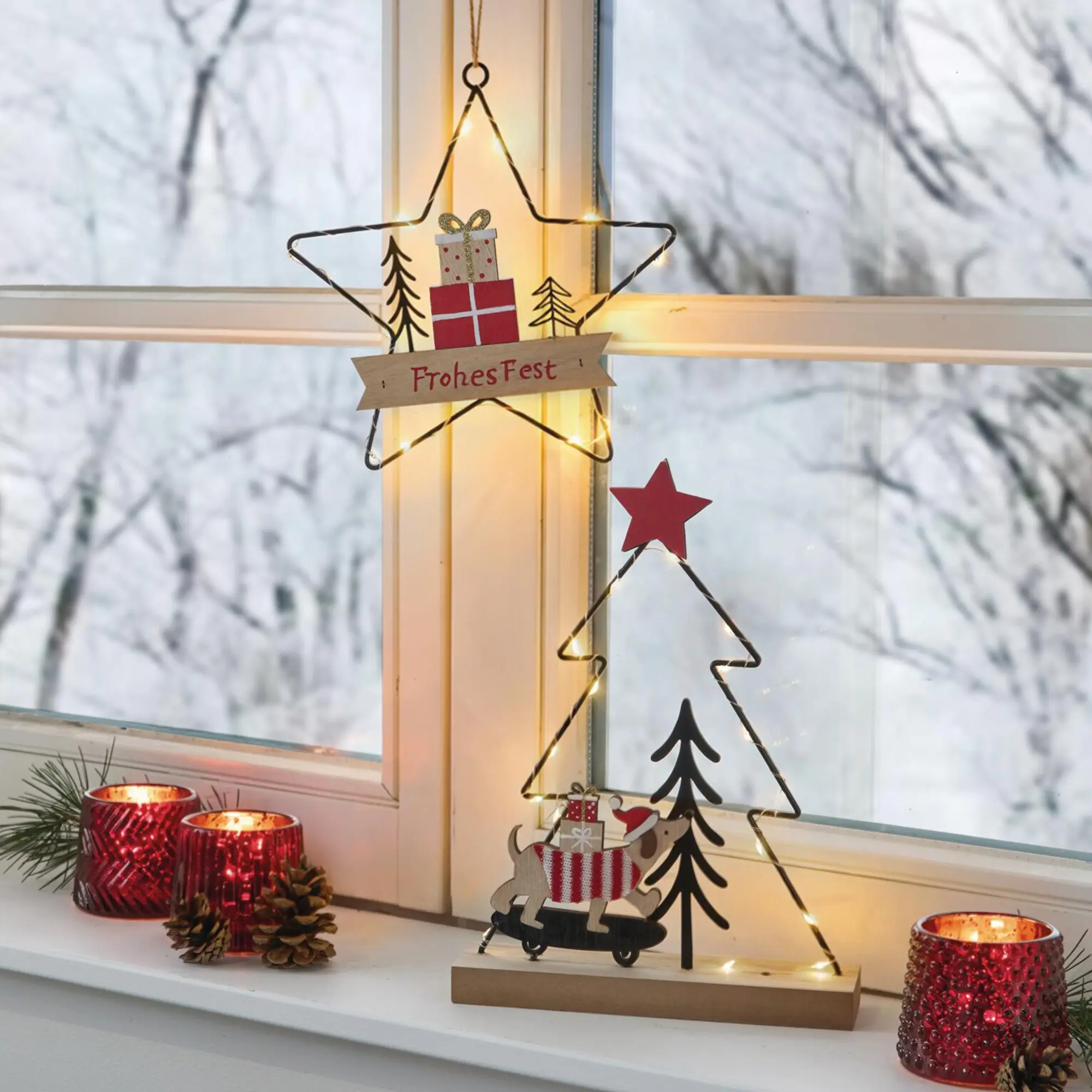 Acheter Étoile LED « Joyeuses Fêtes » dans la boutique en ligne de Frank Flechtwaren pour Décorations à suspendre
