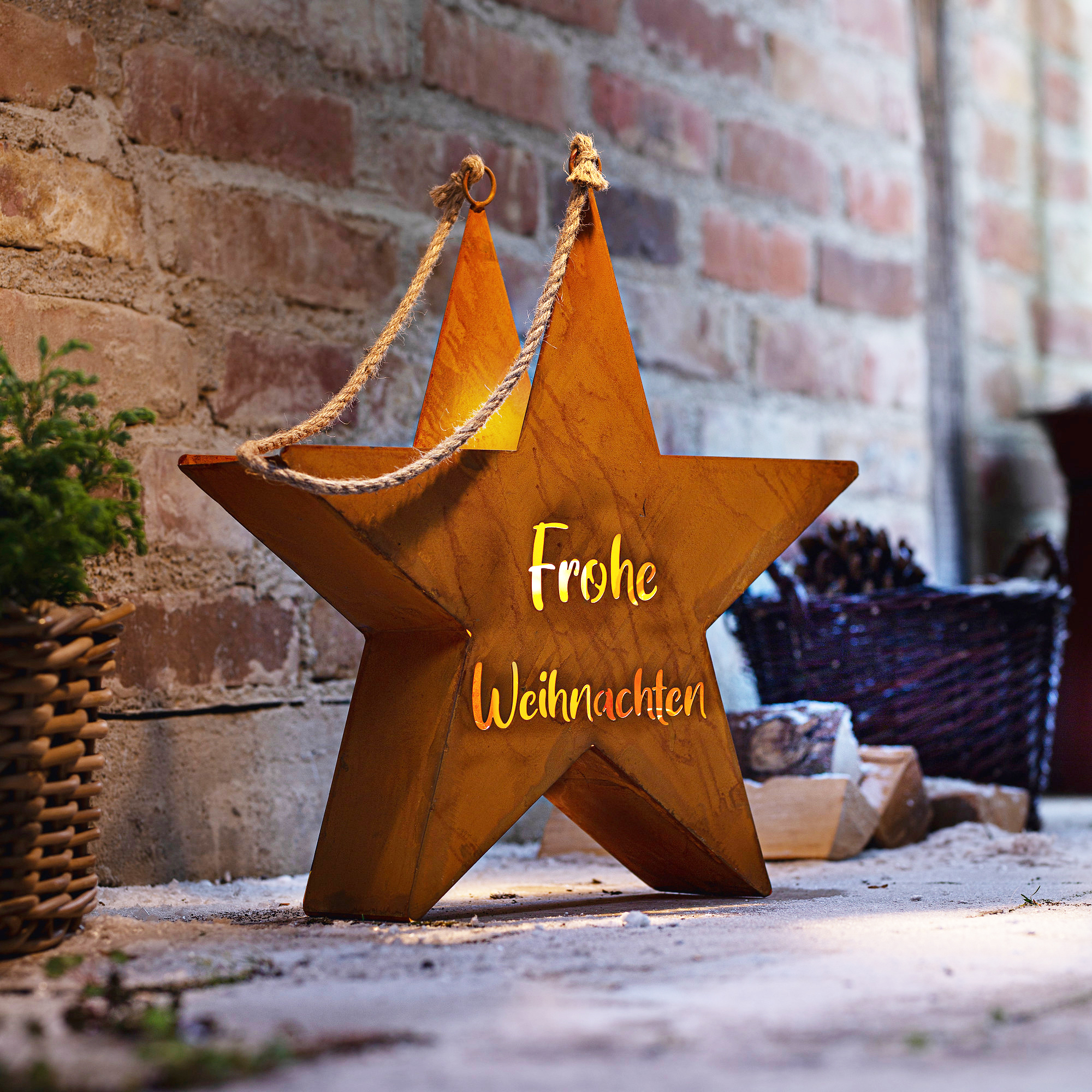 Acheter Étoile "Frohe weihnachten", grande  dans la boutique en ligne de Frank Flechtwaren pour Étoiles