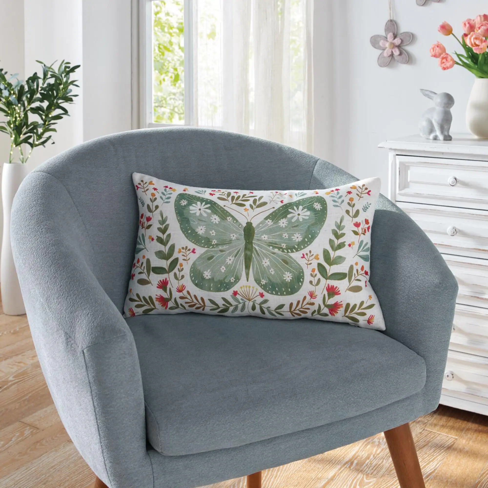 Acheter Housse de coussin "papillon fleuri"  dans la boutique en ligne de Frank Flechtwaren