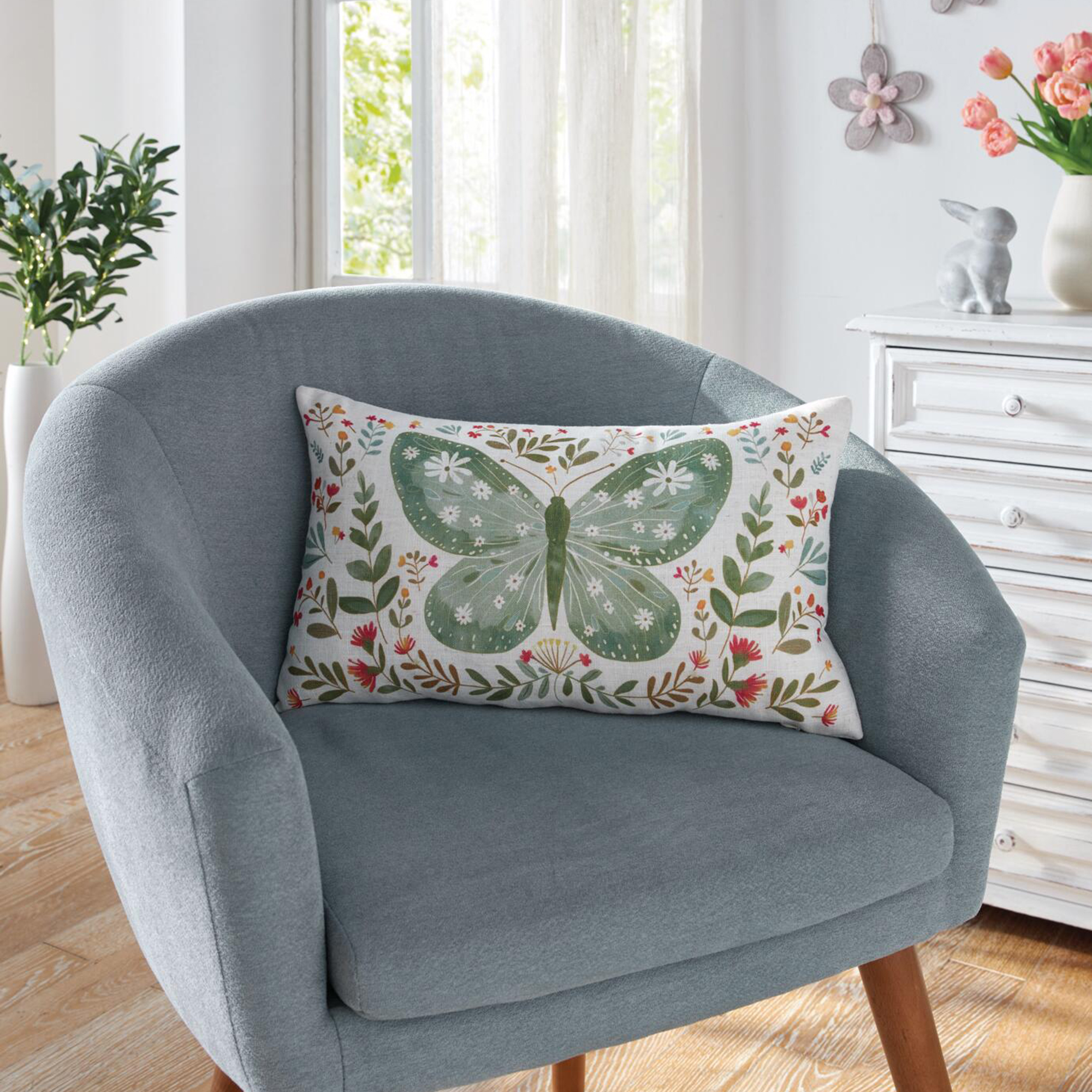 Acheter Housse de coussin "papillon fleuri"  dans la boutique en ligne de Frank Flechtwaren pour Nouvel arrivage