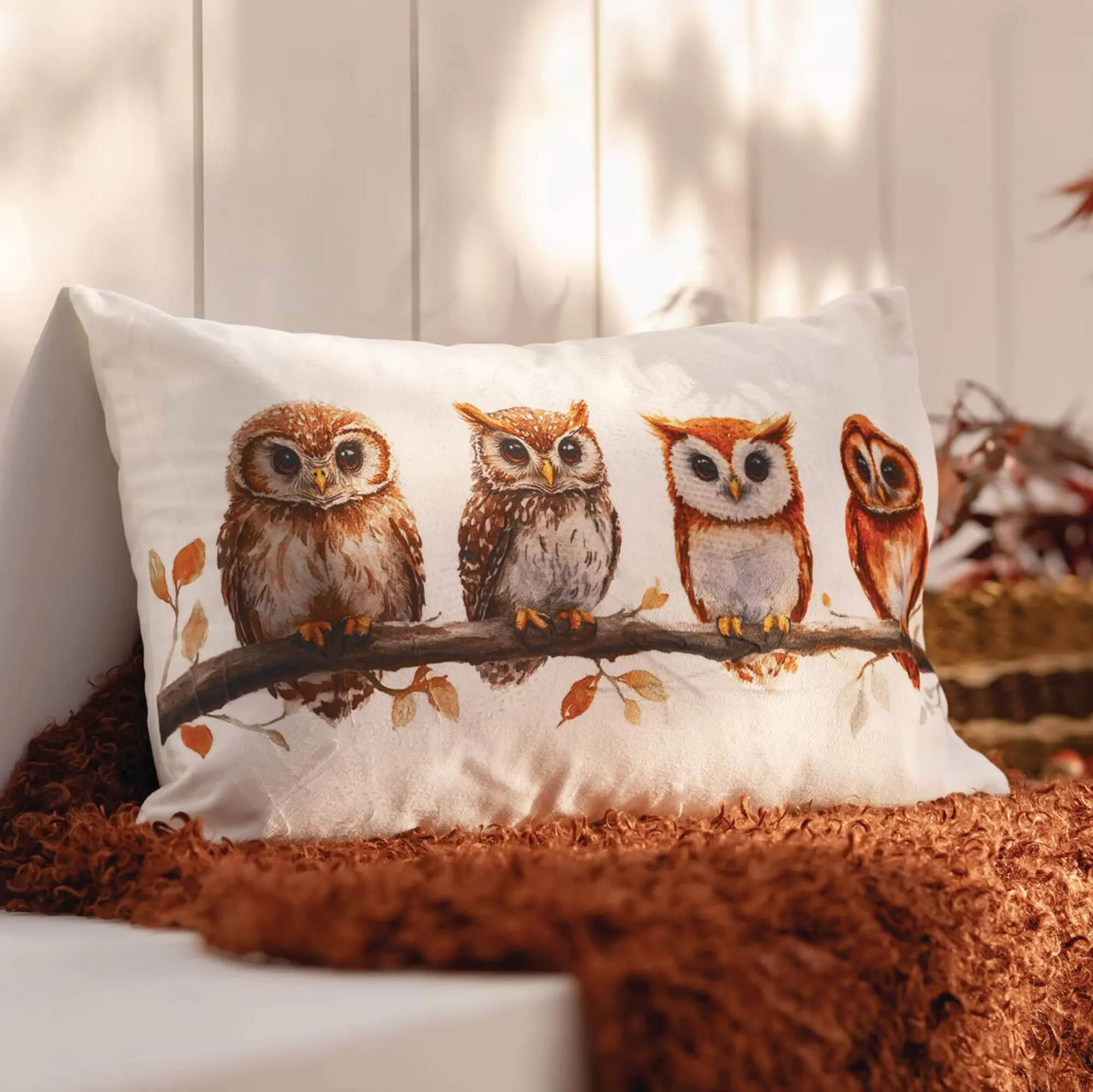 Acheter Housse de coussin « Amis des chouettes »  dans la boutique en ligne de Frank Flechtwaren