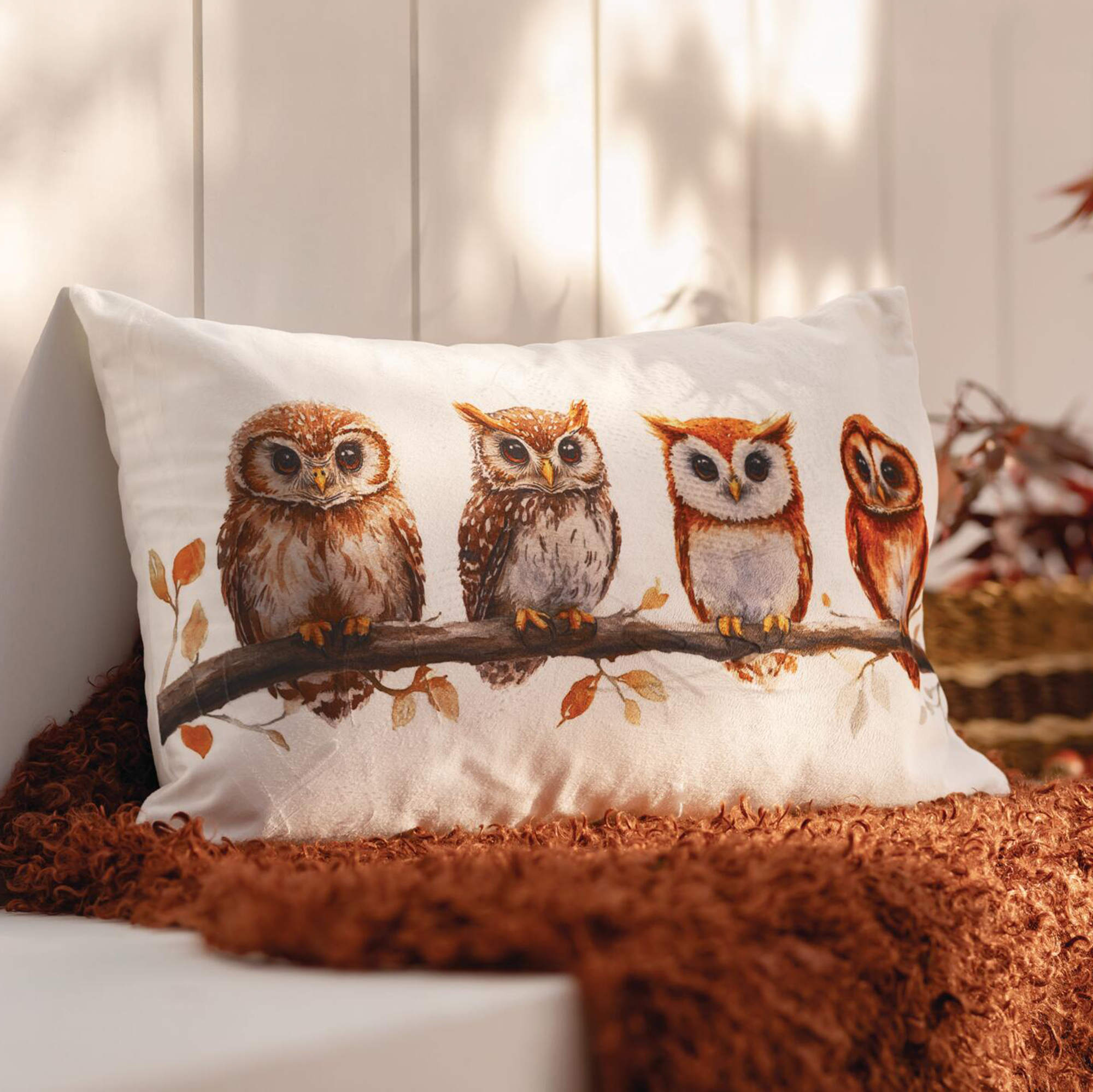 Acheter Housse de coussin « Amis des chouettes »  dans la boutique en ligne de Frank Flechtwaren