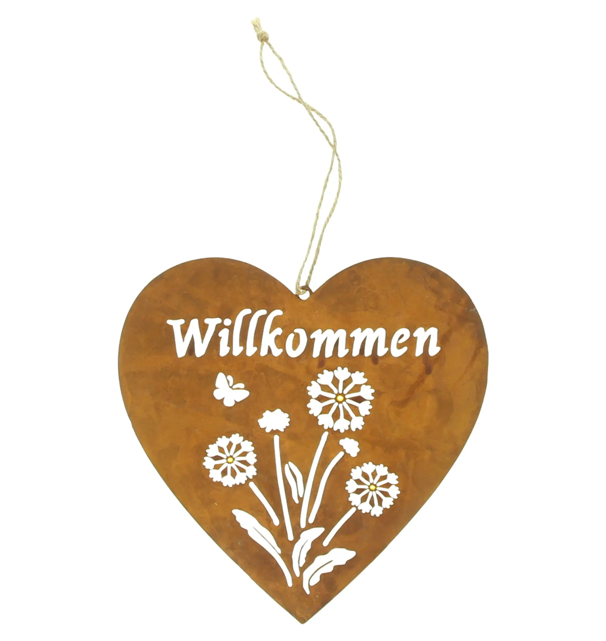 Acheter Suspension coeur "Willkommen"  dans la boutique en ligne de Frank Flechtwaren pour Pâques
